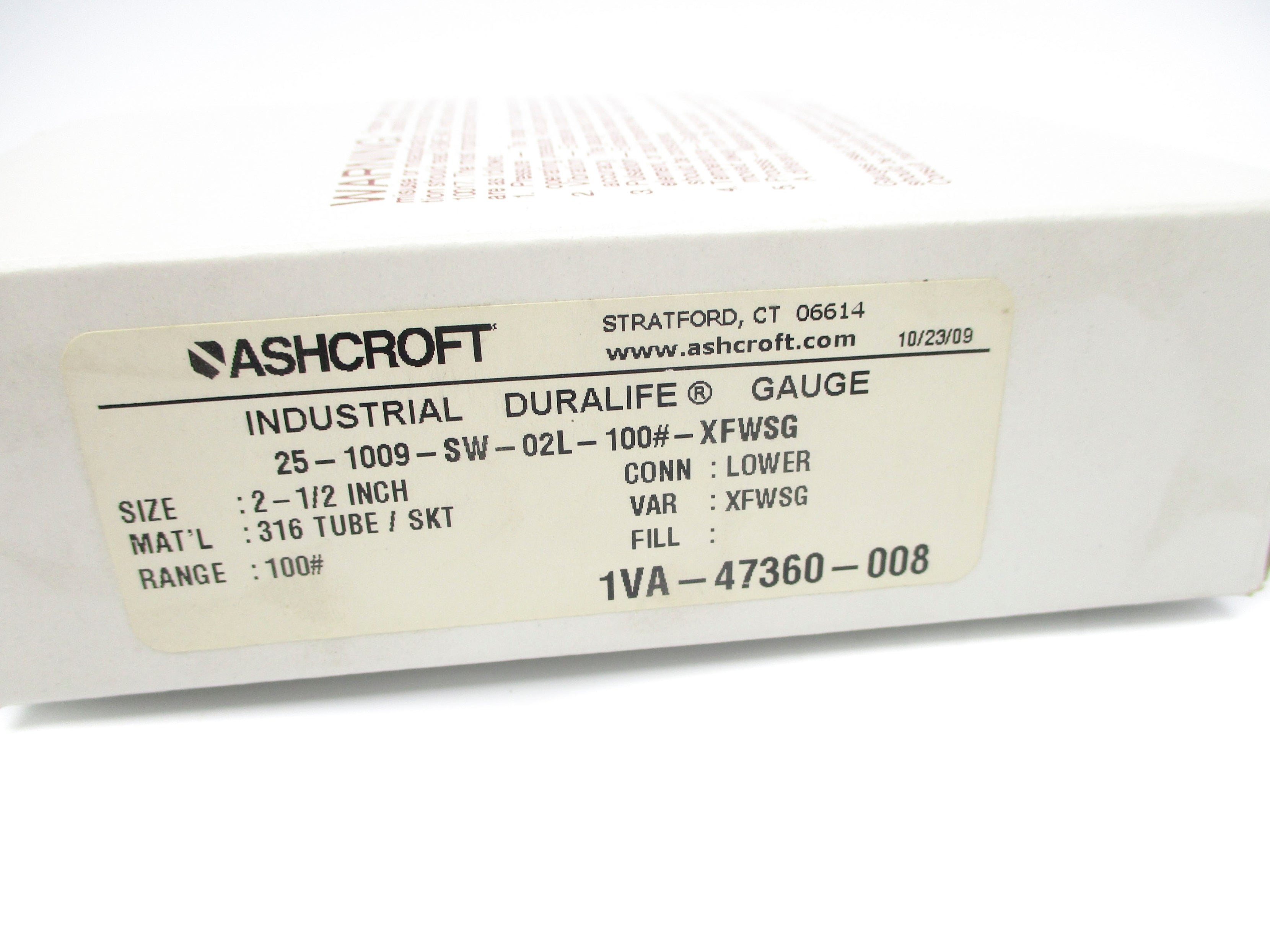 ASHCROFT 25-1009-SW-02L-100#-XFWSG 0-100PSI NSMP