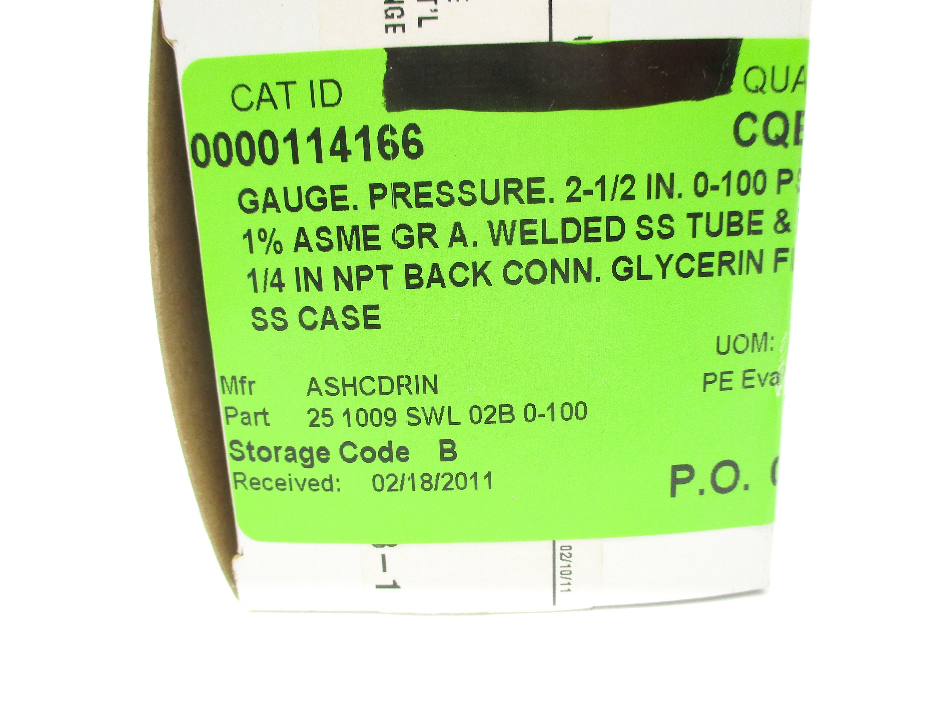 ASHCROFT 25-1009-SWL-02B0-100 0-100PSI NSMP