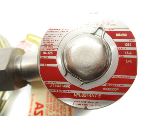 ASCO NPL8344A71E 125/DC 10-125PSI NSNP