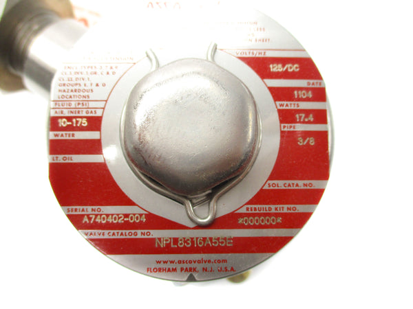 ASCO NPL8316A55E 125/DC 10-175PSI NSNP