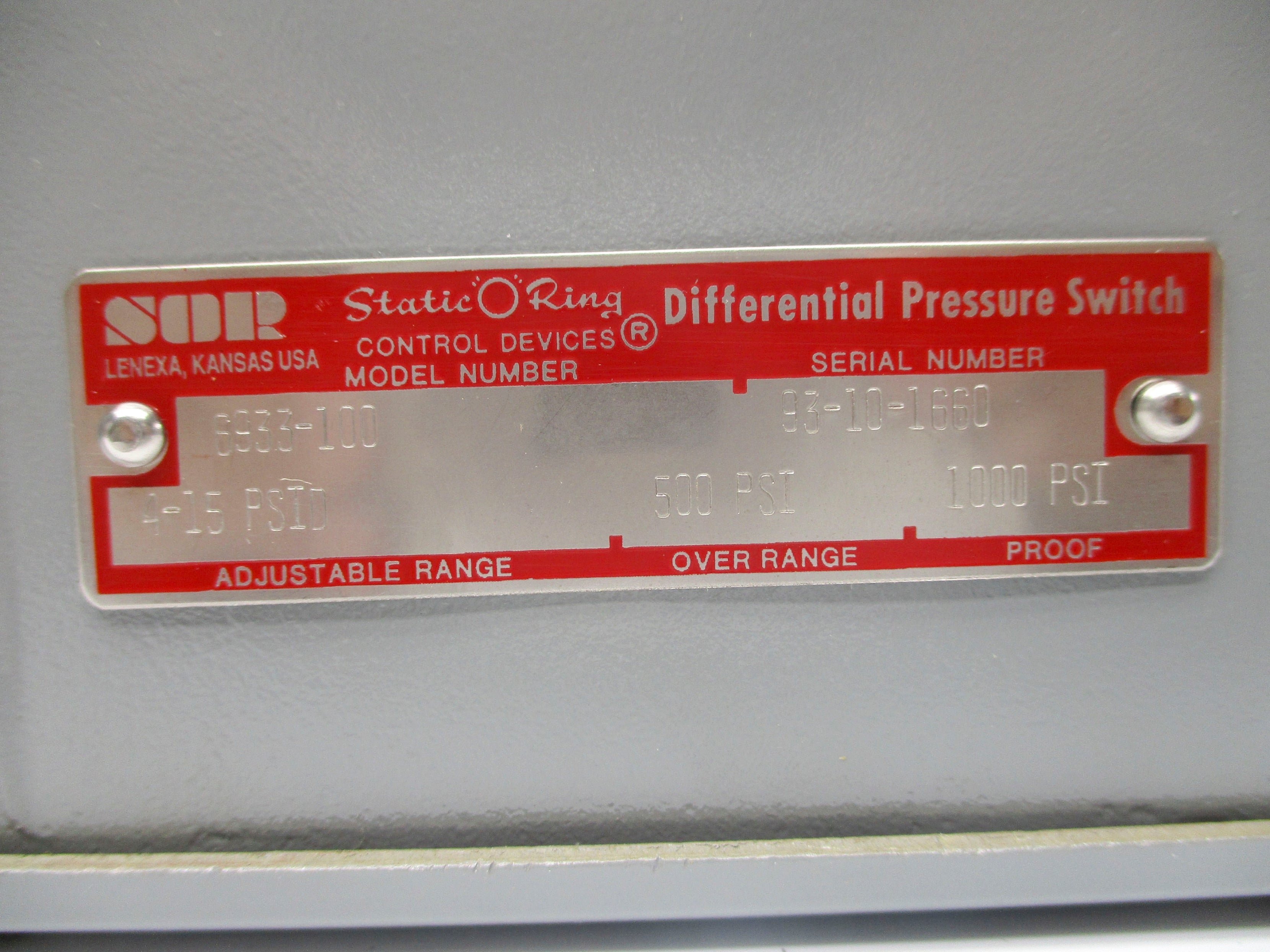SOR 6933-100 1000PSI NSNP