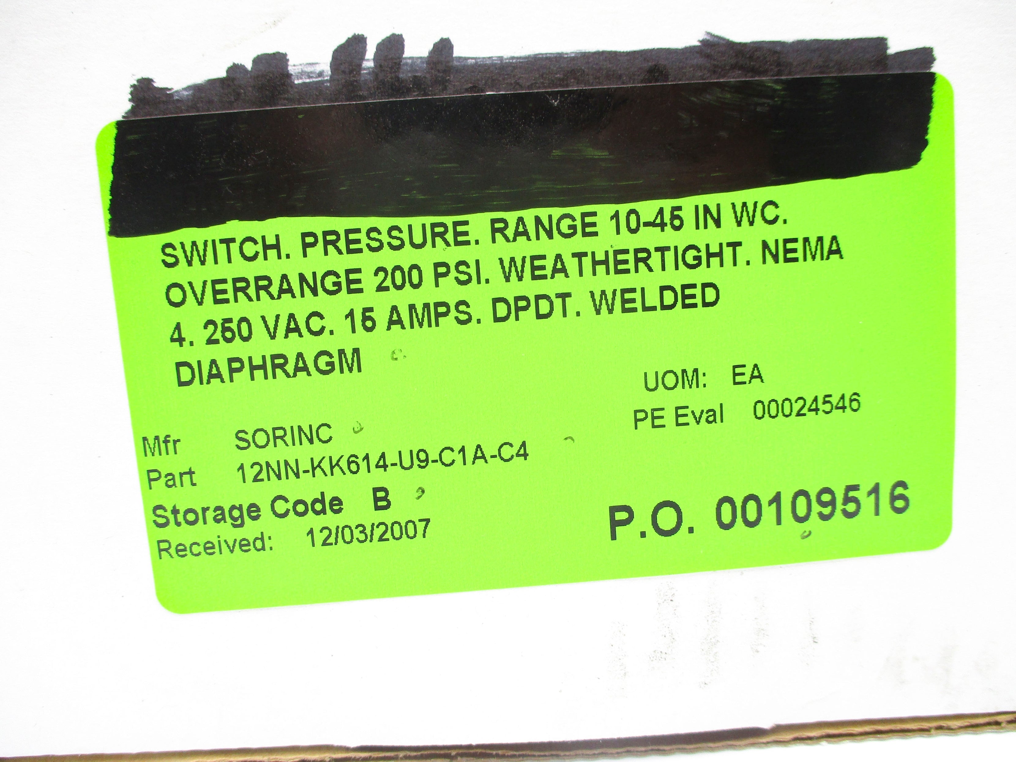 SOR 12NN-KK614-U9-C1A-C4 400PSI NSMP