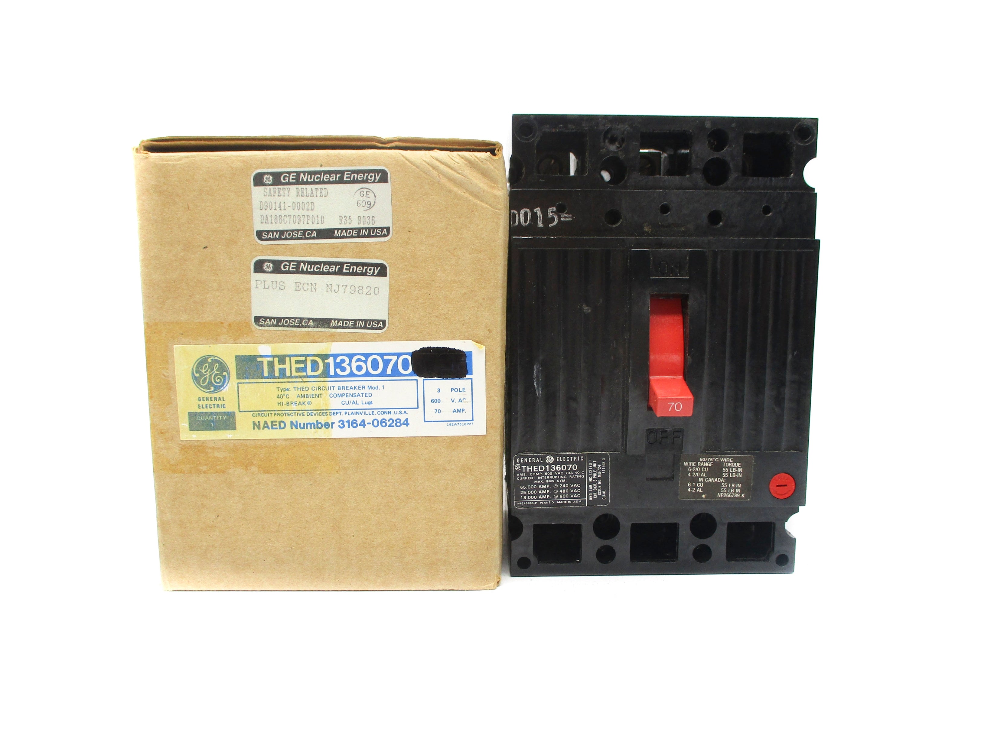 GENERAL ELECTRIC THED136070 70A 600VAC NSMP