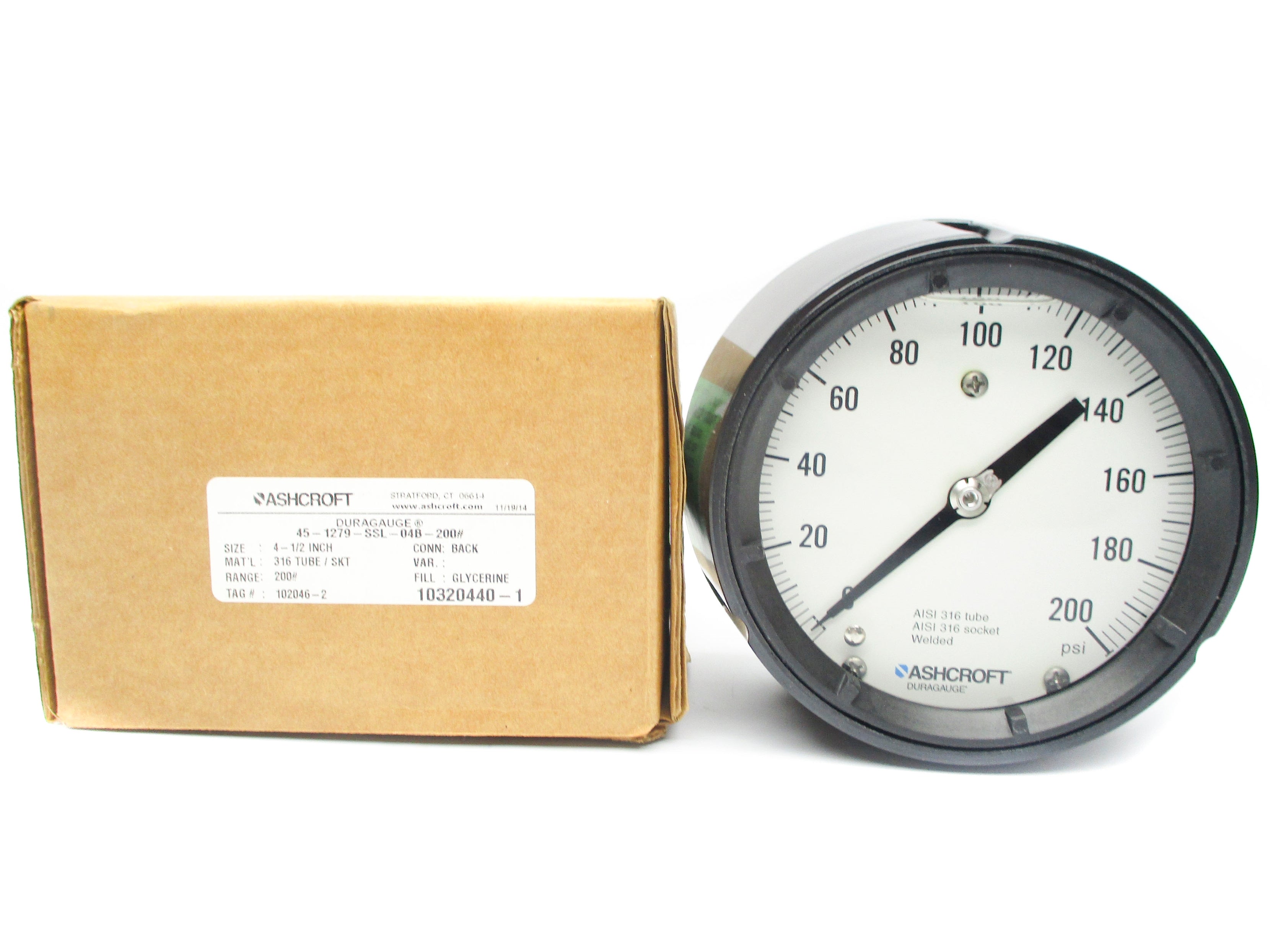 ASHCROFT 45-1279-SSL-04B-200# 0-200PSI NSMP