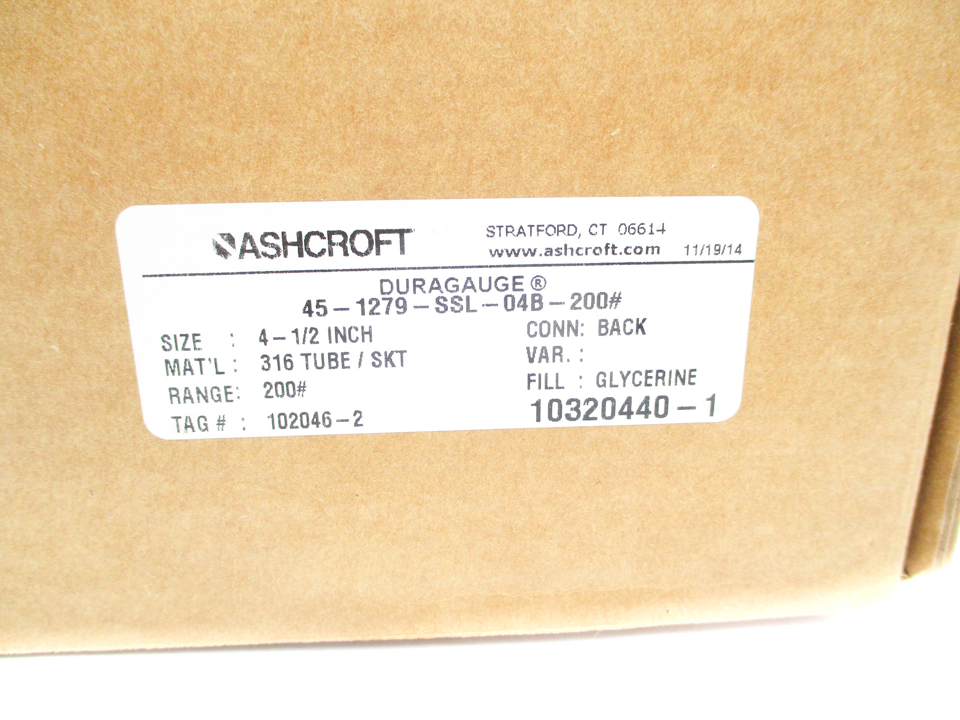 ASHCROFT 45-1279-SSL-04B-200# 0-200PSI NSMP
