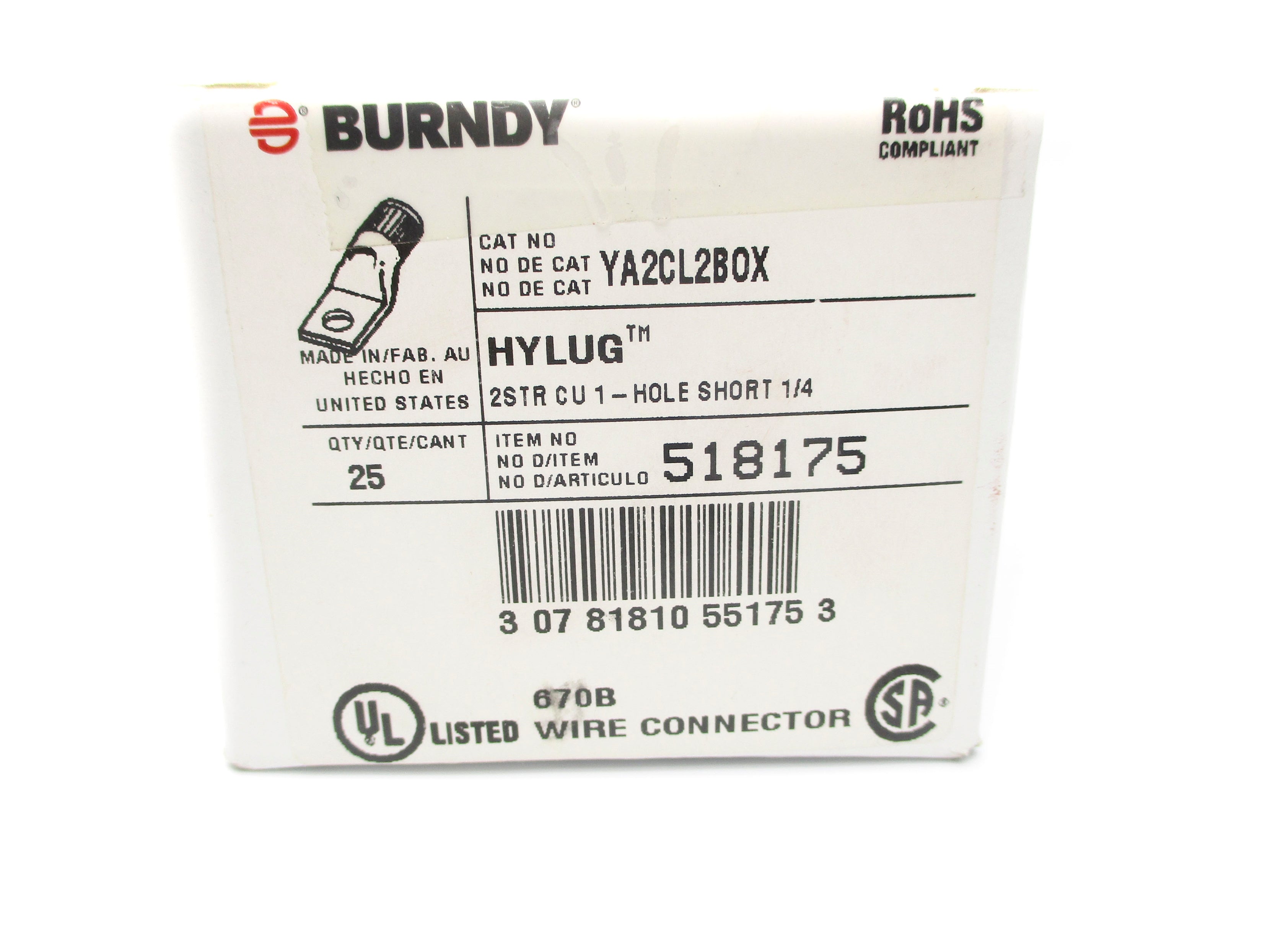 BURNDY YA2CL2BOX (PKG OF 25) NSMP