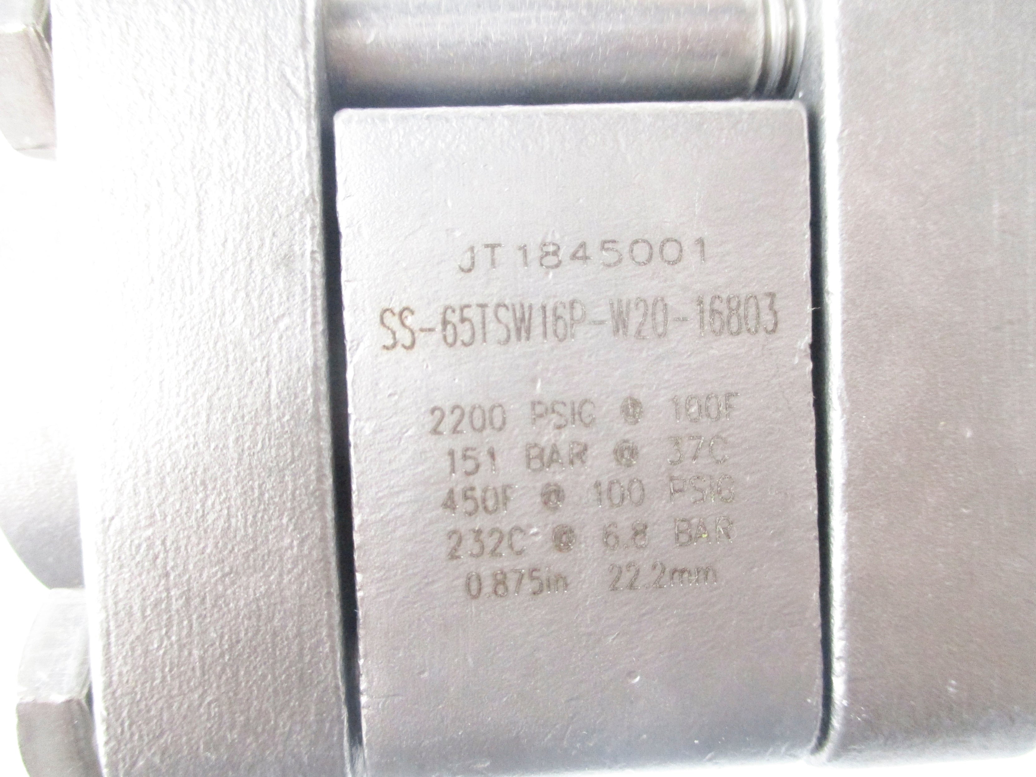 SWAGELOK SS-65TSW16P-W20-16803 2200PSIG NSNP
