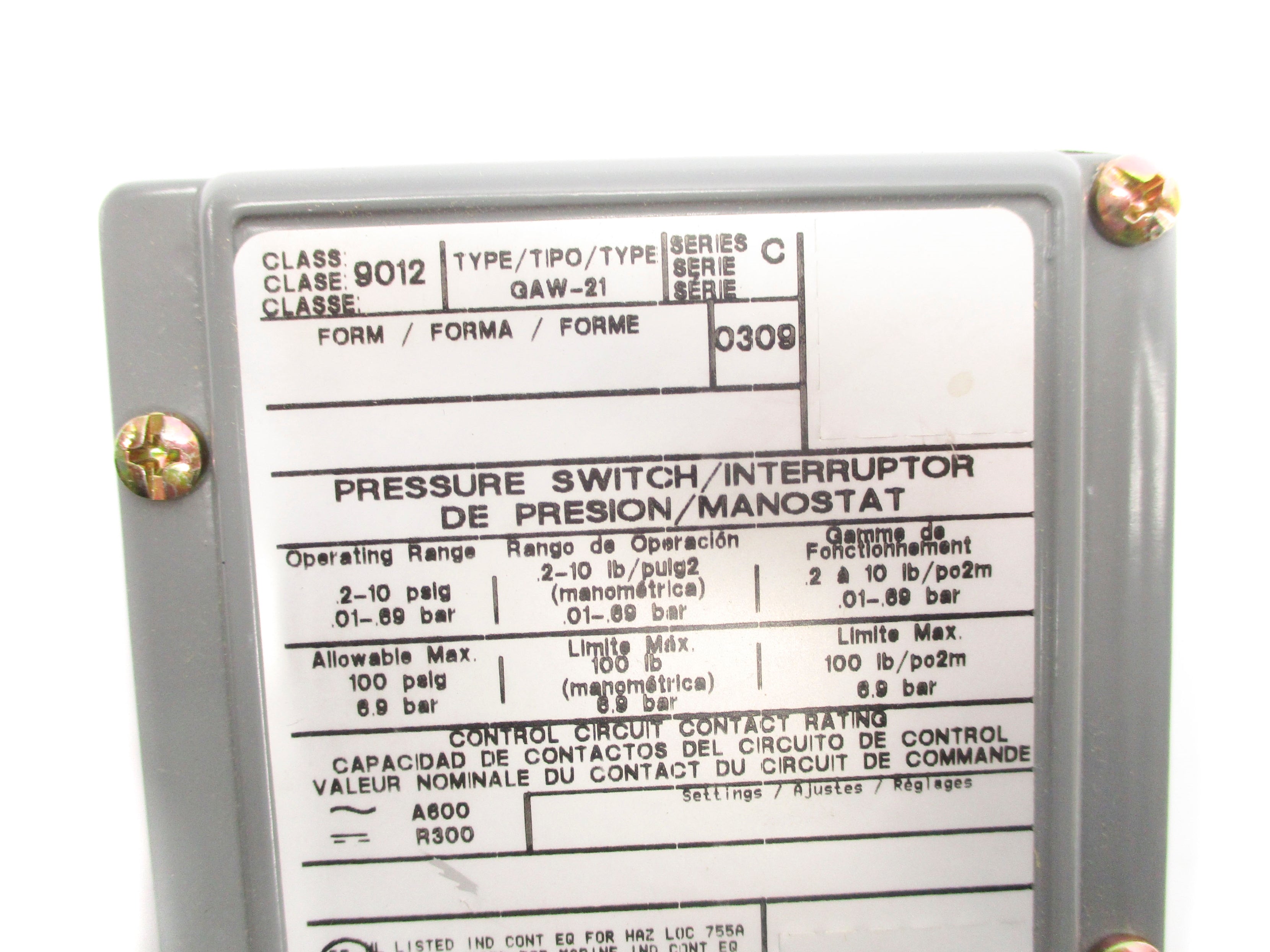 SQUARE D 9012GAW21 SER. C NSNP