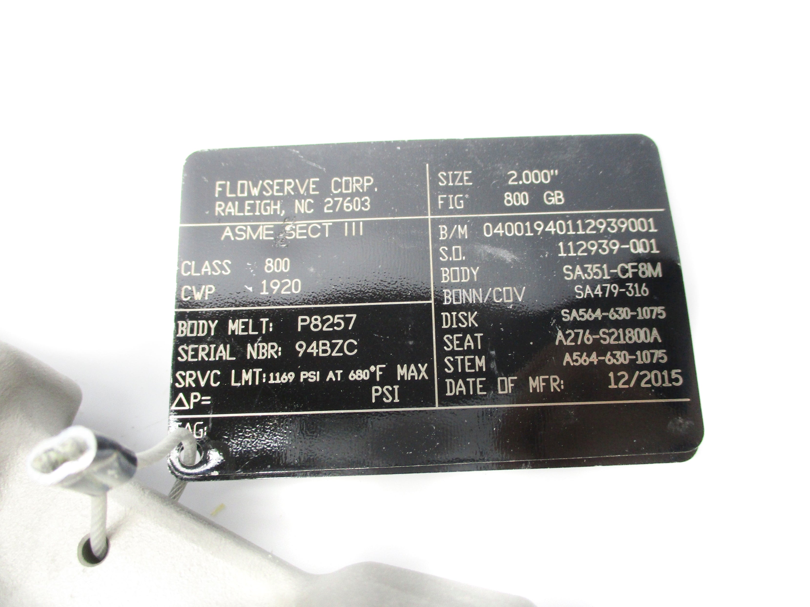 FLOWSERVE 04001940112939001 1169PSI NSNP