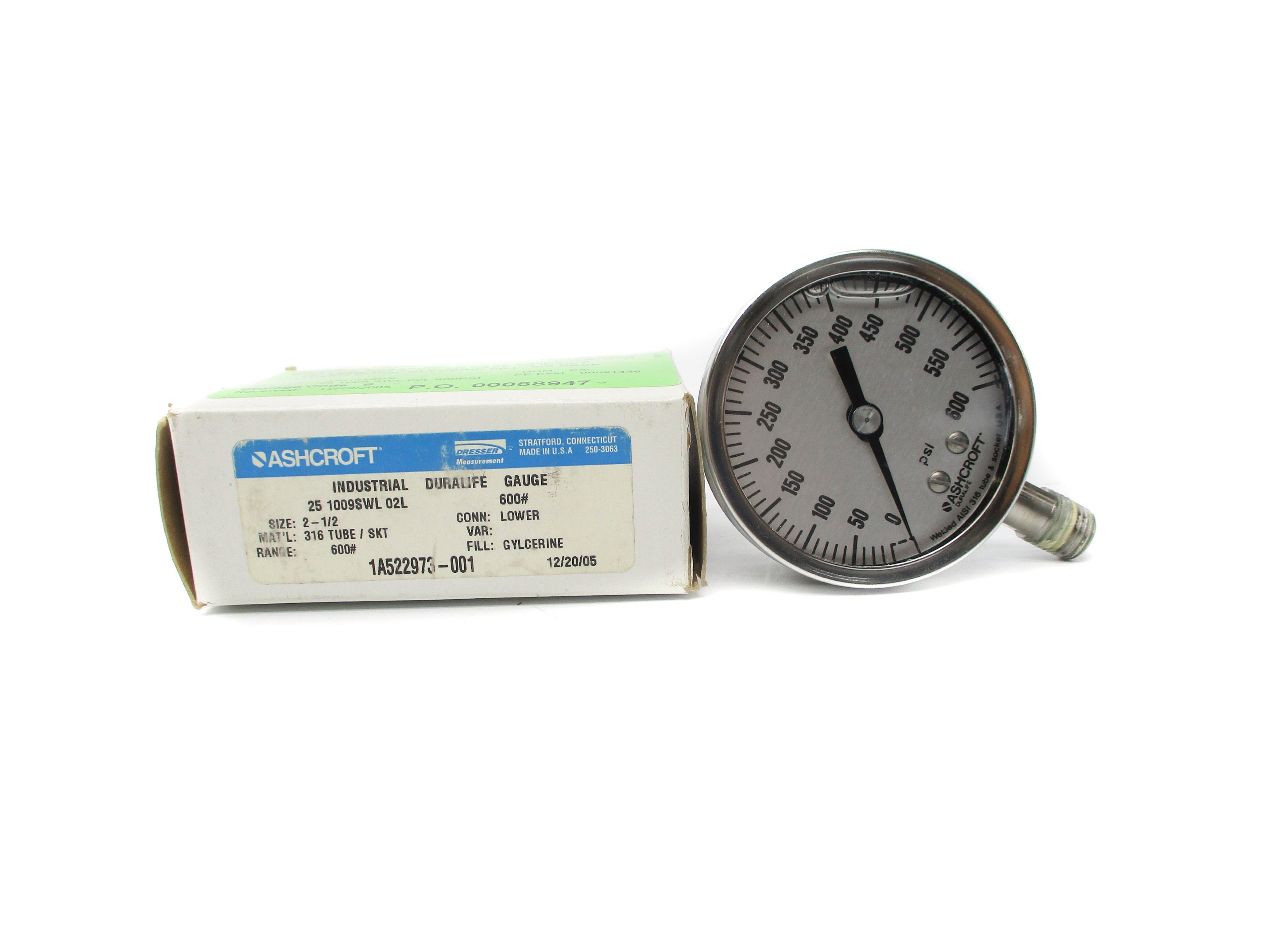 ASHCROFT 251009SWL02L600# 0-600PSI NSMP