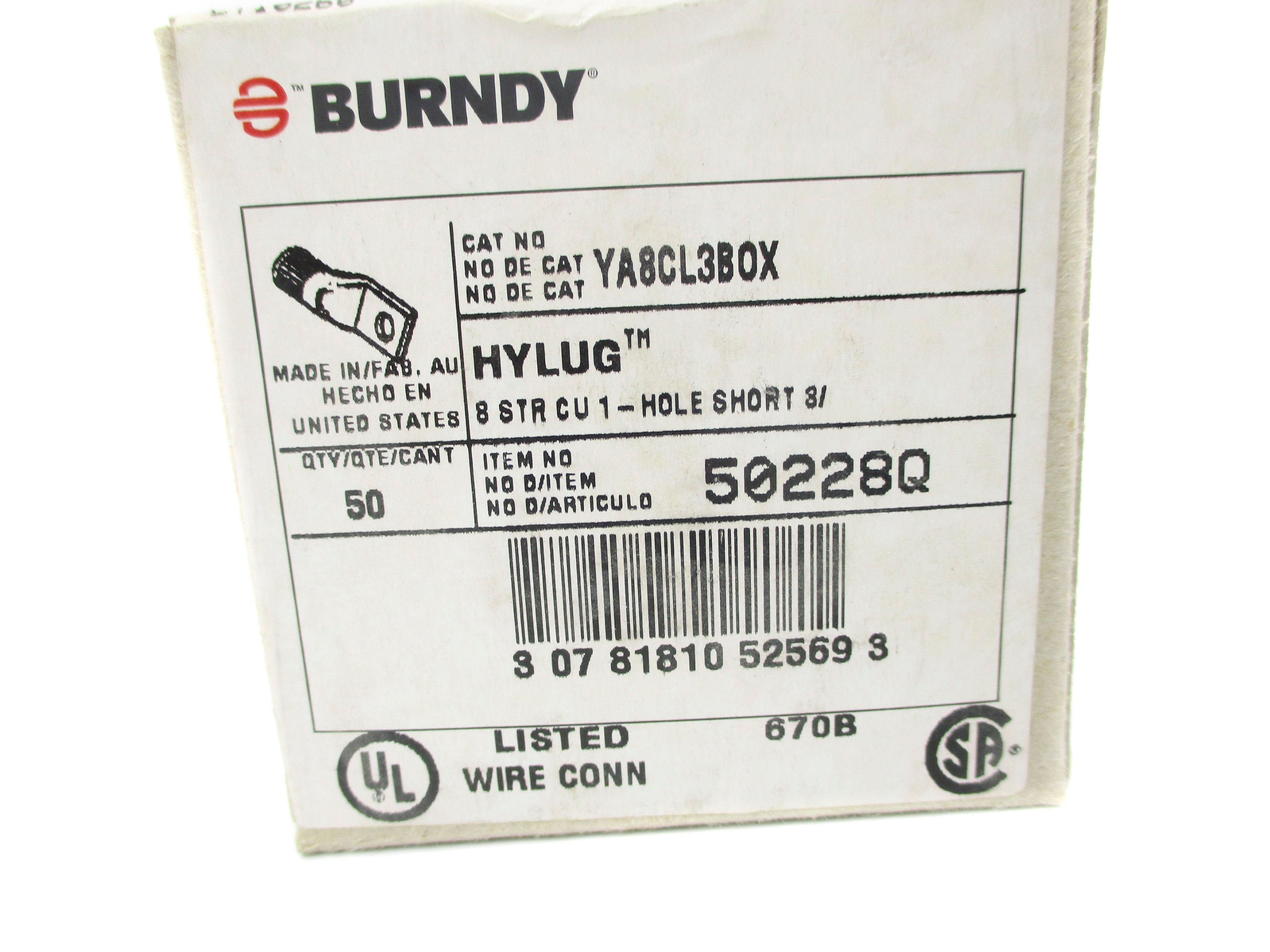 BURNDY YA8CL3BOX (PKG OF 50) NSMP