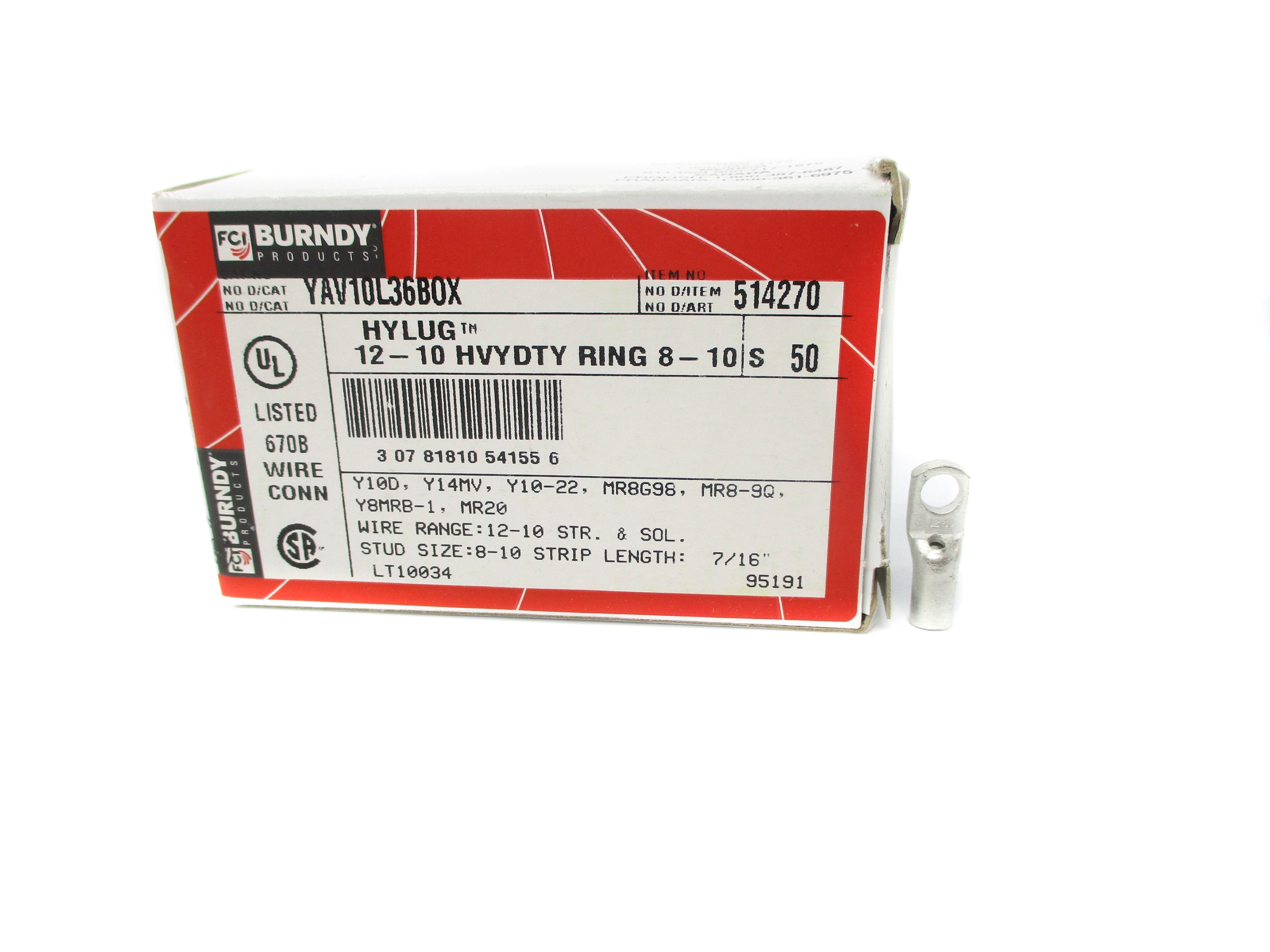 BURNDY YAV10L36 LOT OF 45 NSMP