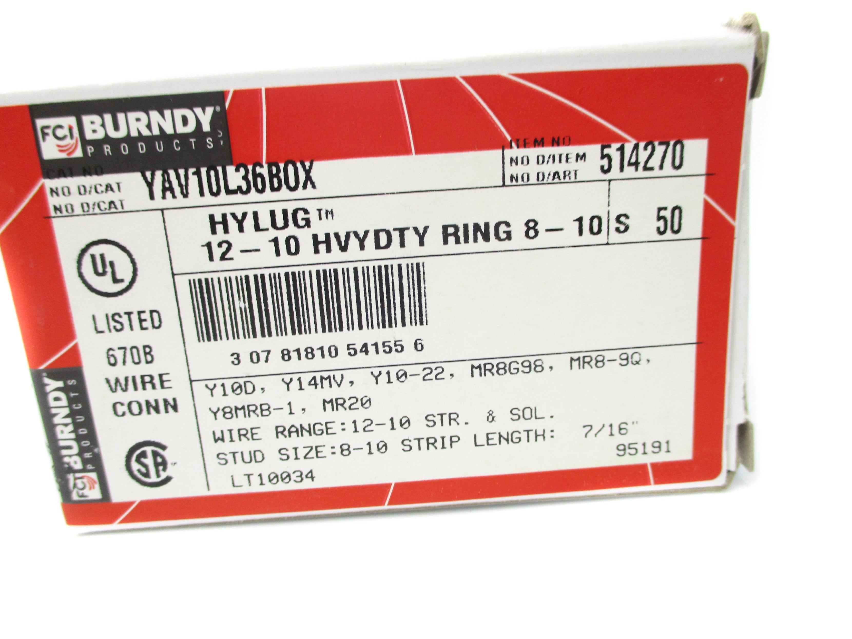 BURNDY YAV10L36 LOT OF 45 NSMP
