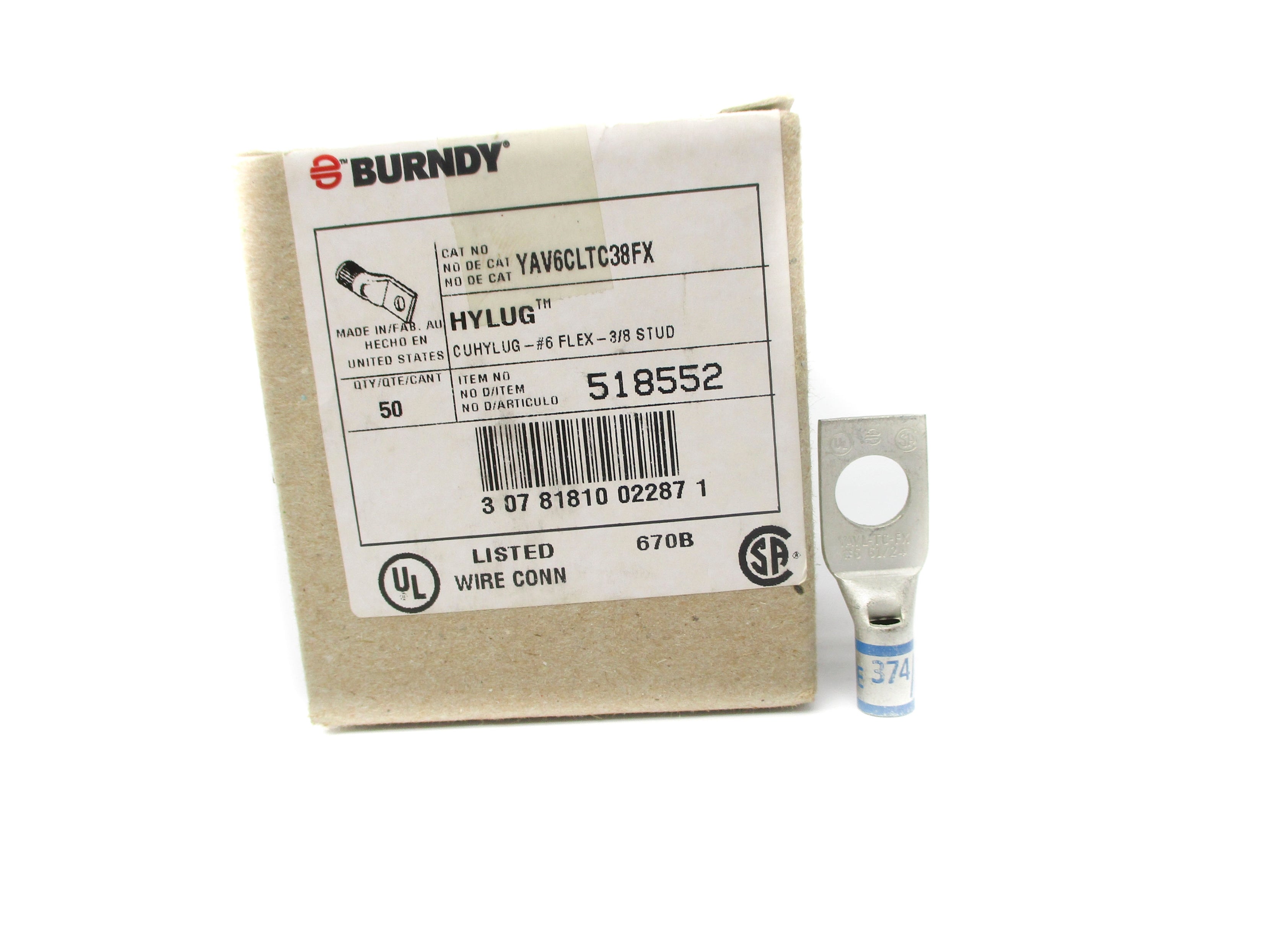 BURNDY YAV6CLTC38FX (PKG OF 50) NSMP