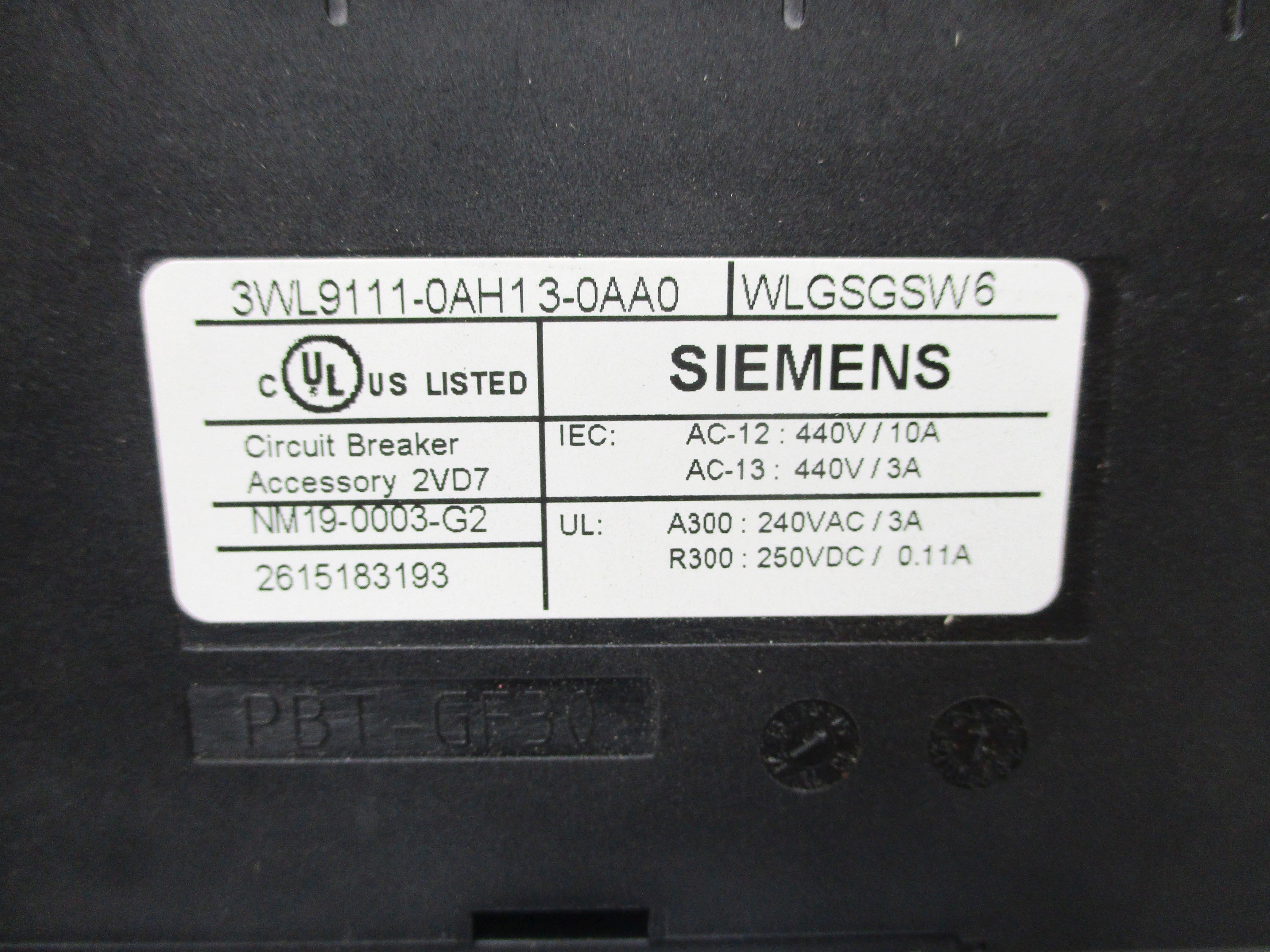 SIEMENS 3WL9111-0AH13-0AA0 440V 10A NSNP