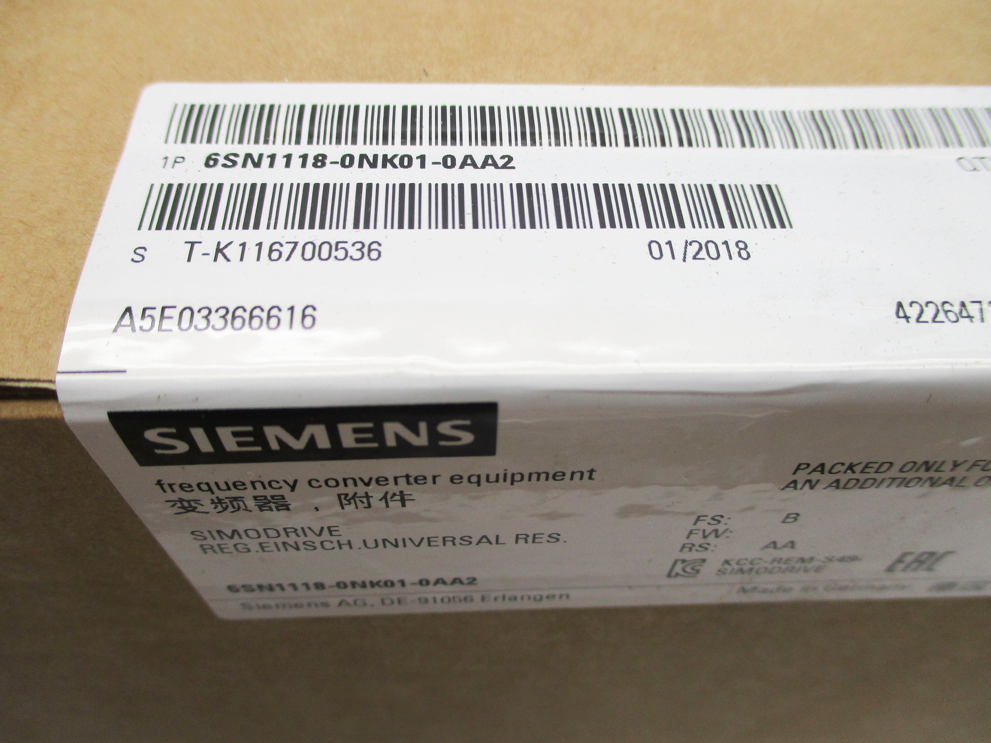SIEMENS 6SN1118-0NK01-0AA2 NSFS