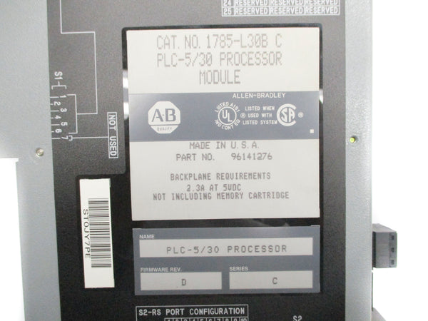 ALLEN BRADLEY 1785-L30B SER. C F/W D REMAN