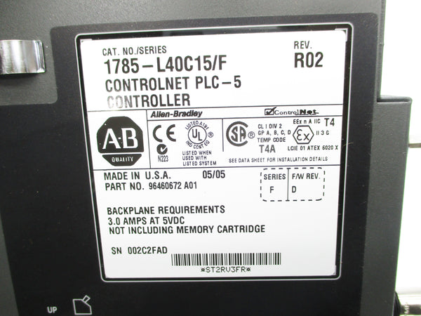 ALLEN BRADLEY 1785-L40C15 SER. F F/W D REMAN