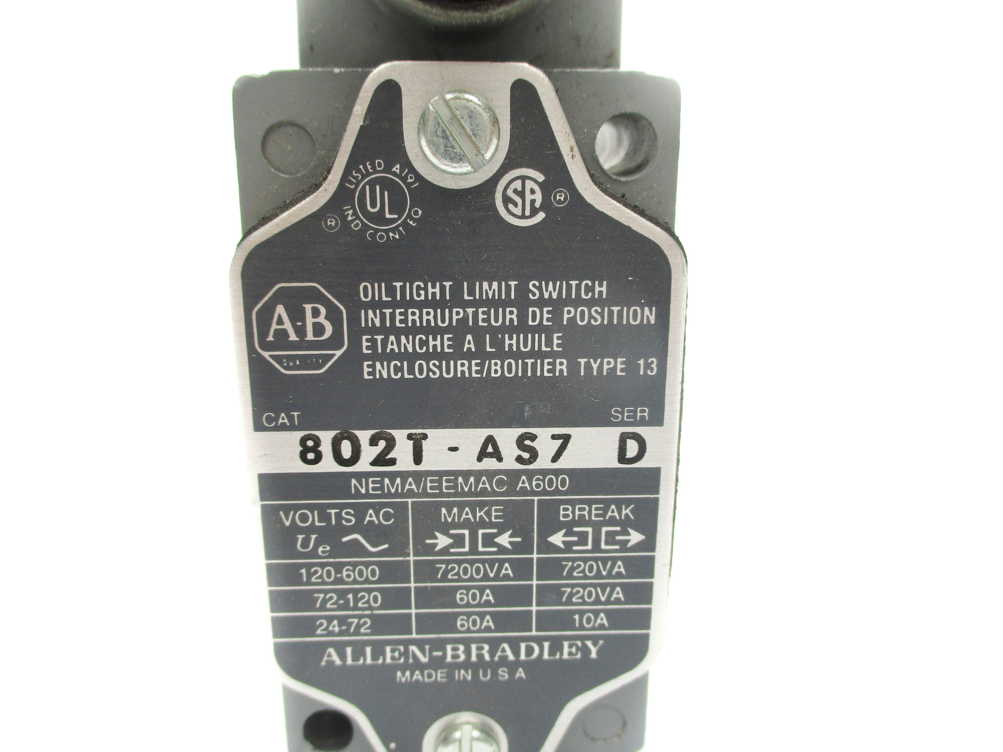 INDUSTRIAL SPARE PART 802T-AS7 SER. D NSNP