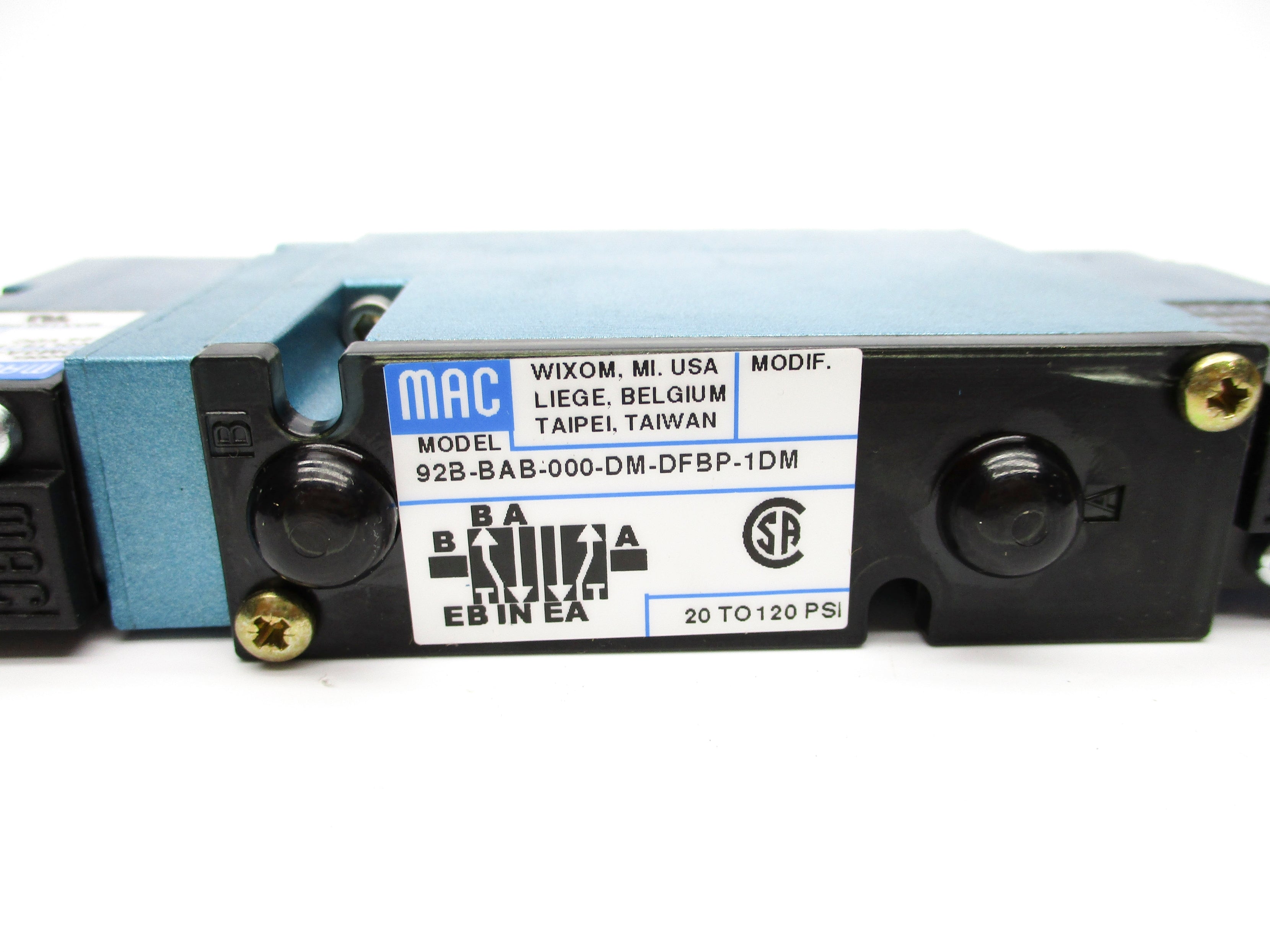 MAC 92B-BAB-000-DM-DFBP-1DM 120PSI 24VDC NSNP