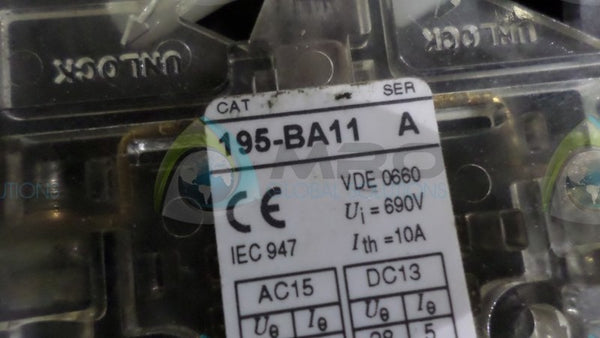 ALLEN BRADLEY 100-A30ND3 w/ 195-BA11 RELAY  UNMP