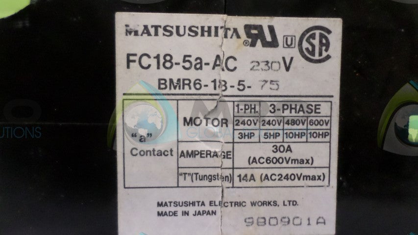 MATSUSHITA ELECTRIC FC18-5A-AC CONTACTOR *USED*