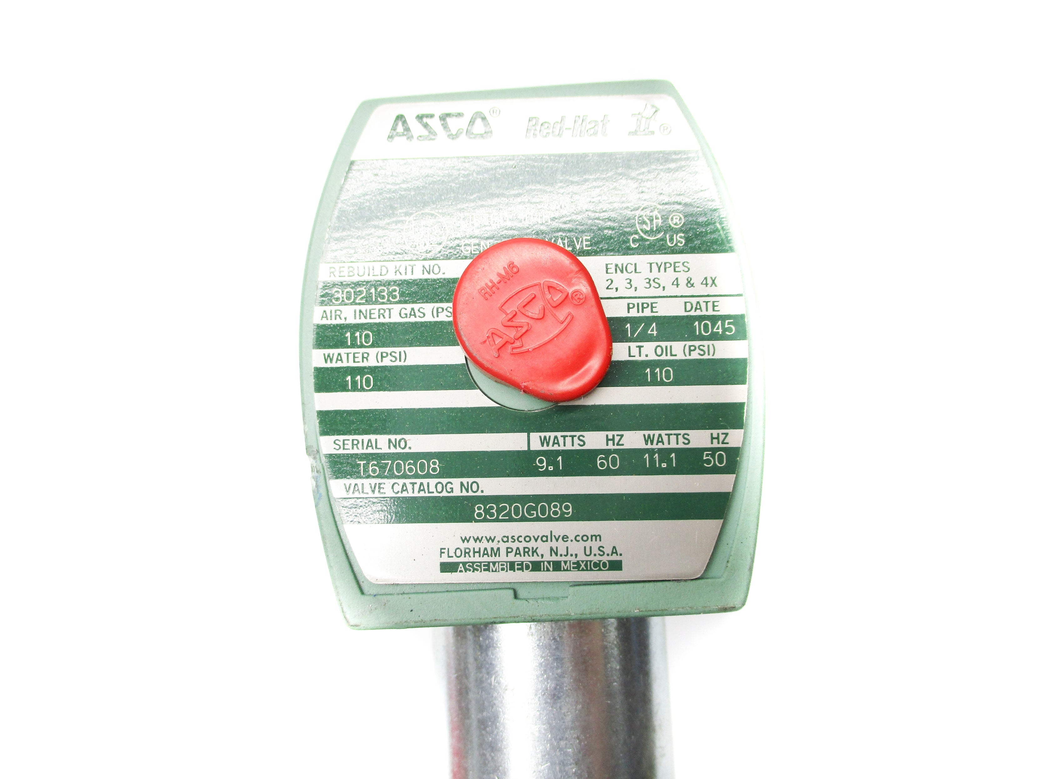 ASCO 8320G089 110/120V 110PSI 1/4" NSNP
