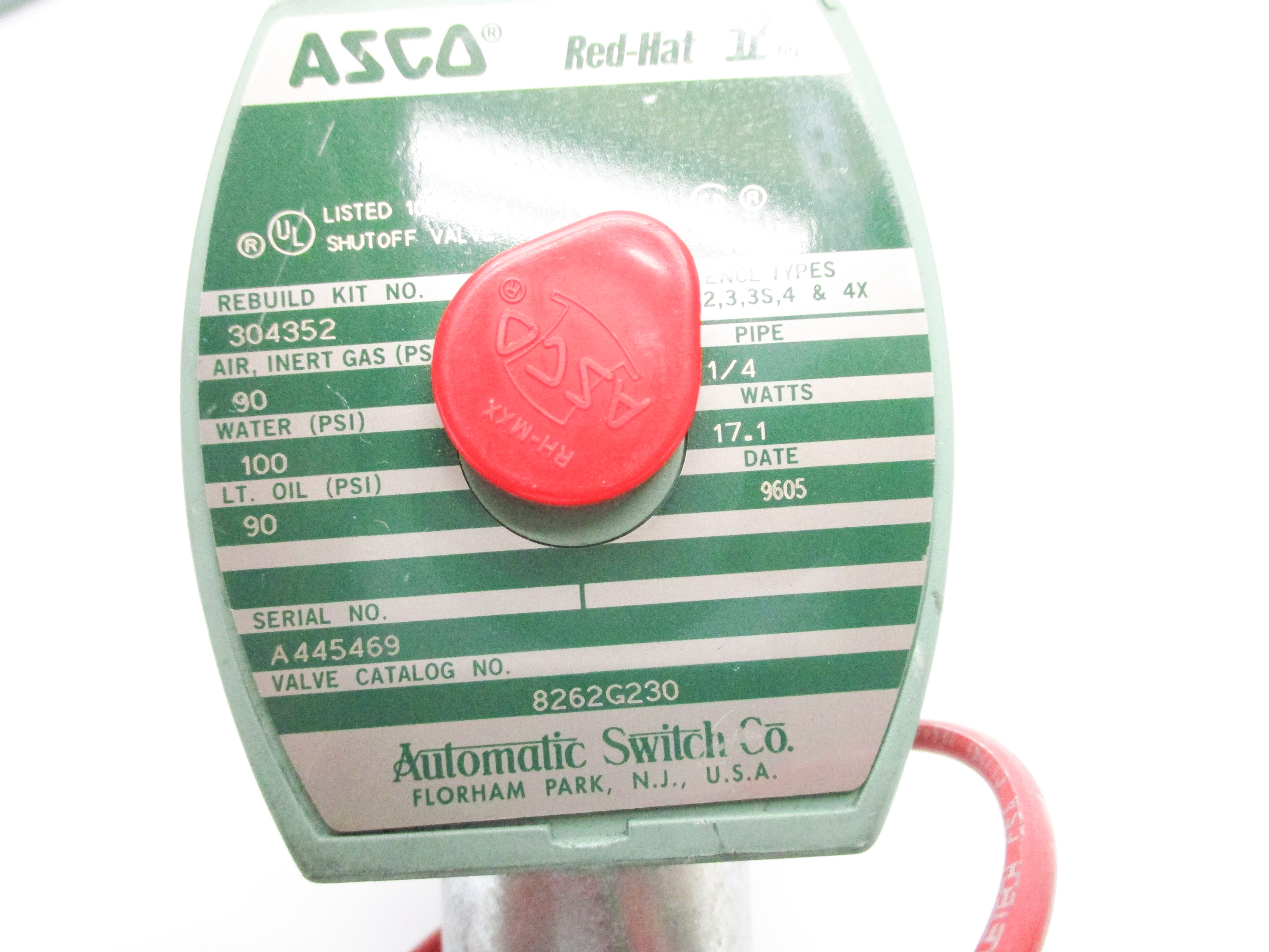 ASCO 8262G230 120/60 110/50 90/100PSI NSNP
