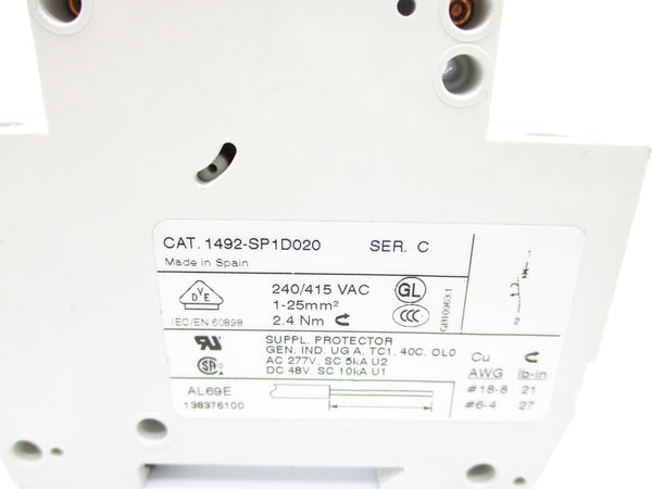 ALLEN BRADLEY 1492-SP1D020 SER. C 277VAC 2A NSNP