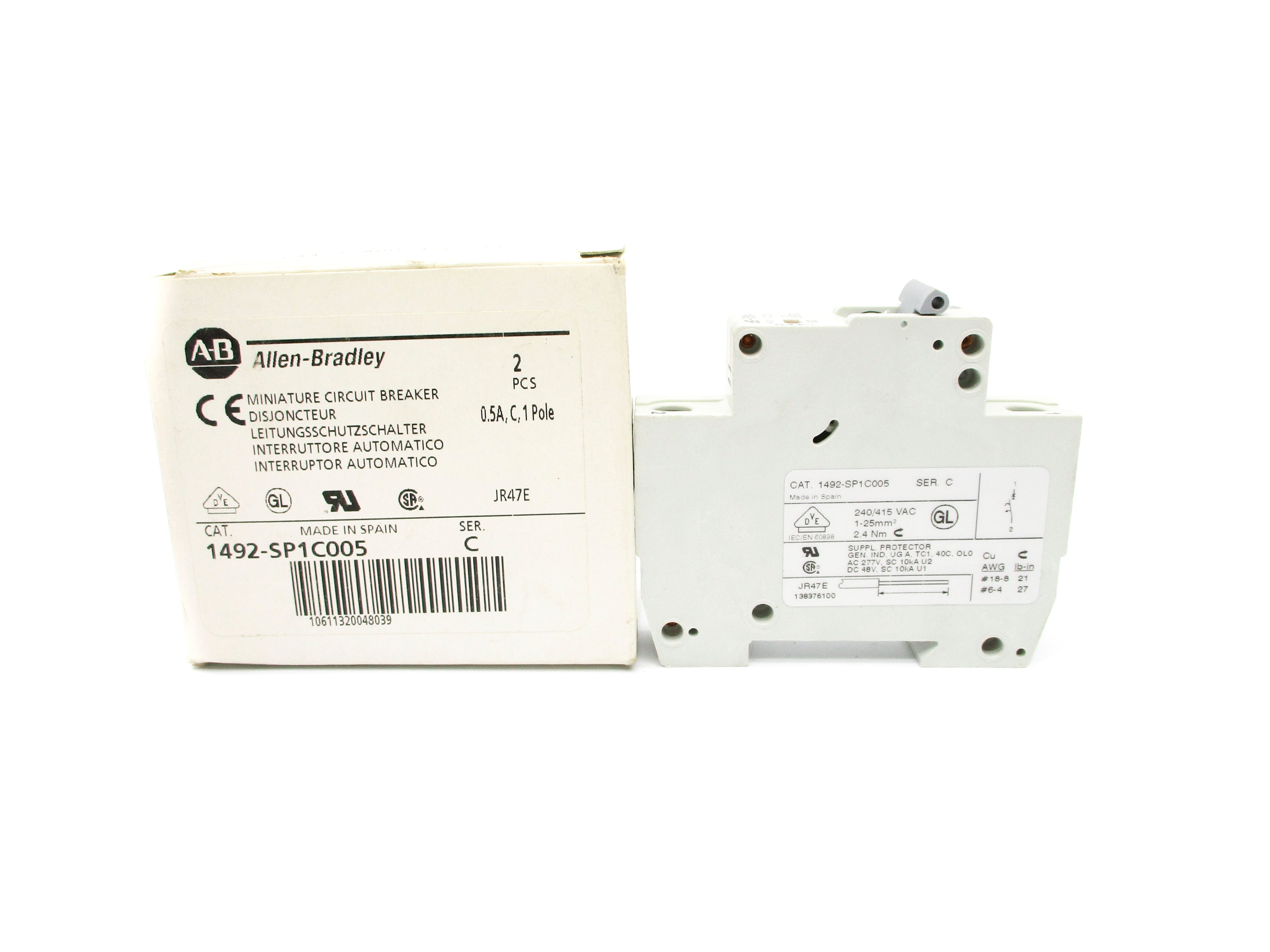 ALLEN BRADLEY 1492-SP1C005 SER. C 240/415VAC 0.5A (PKG OF 2) NSMP