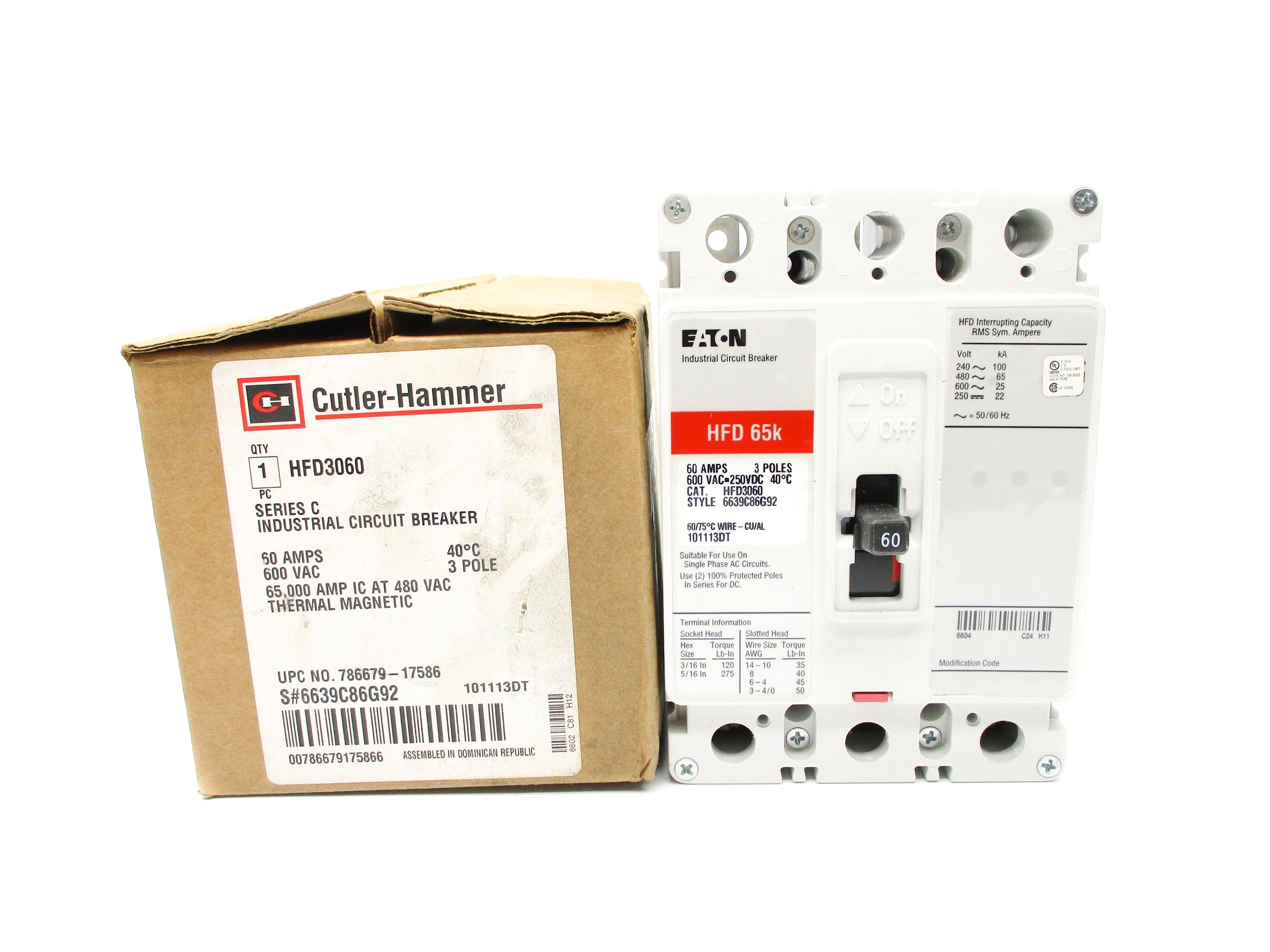 CUTLER HAMMER HFD3060 SER. C 60A 600VAC NSMP
