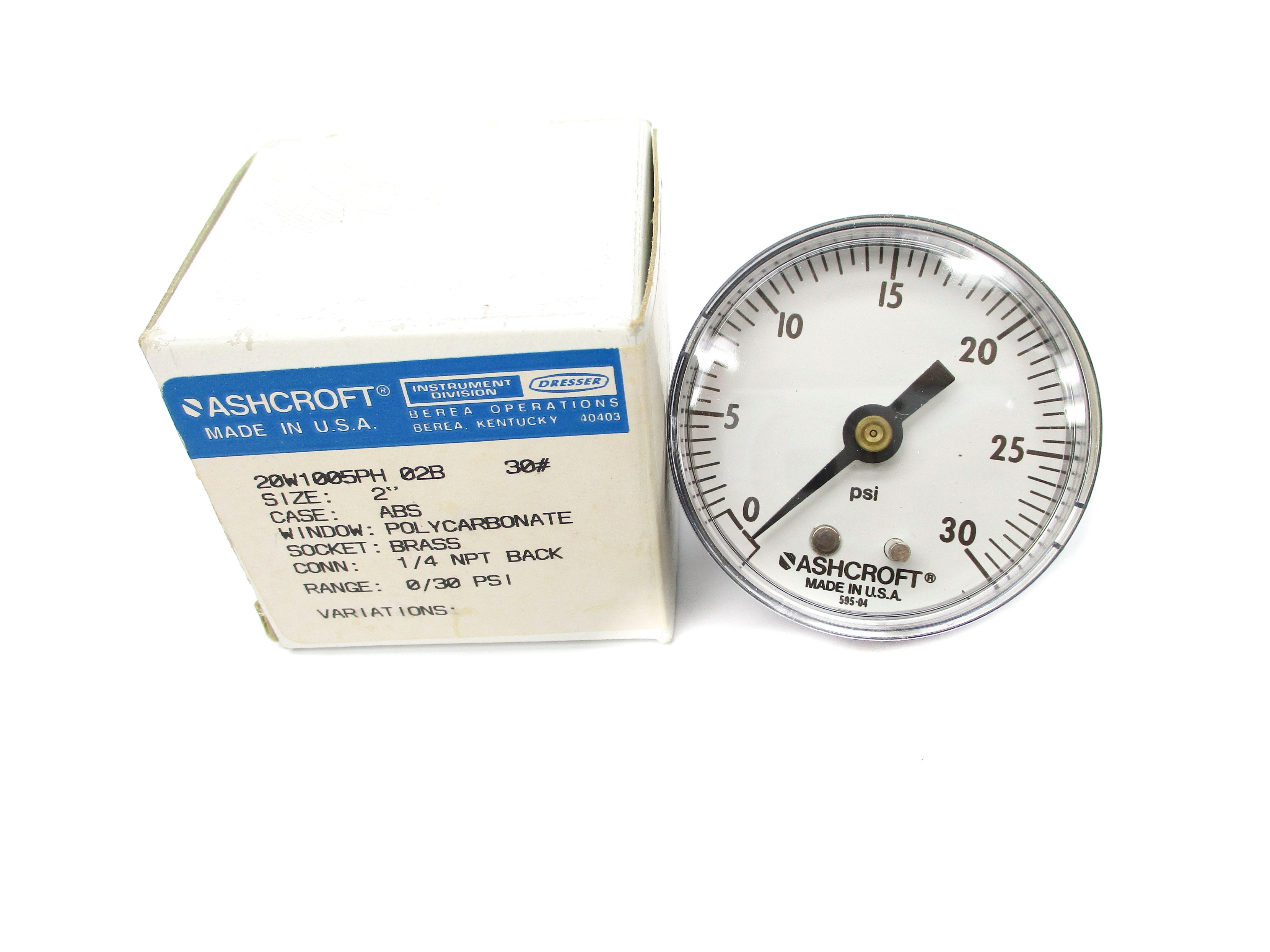 ASHCROFT 20W1005PH02B30# 0/30PSI 2" NSMP