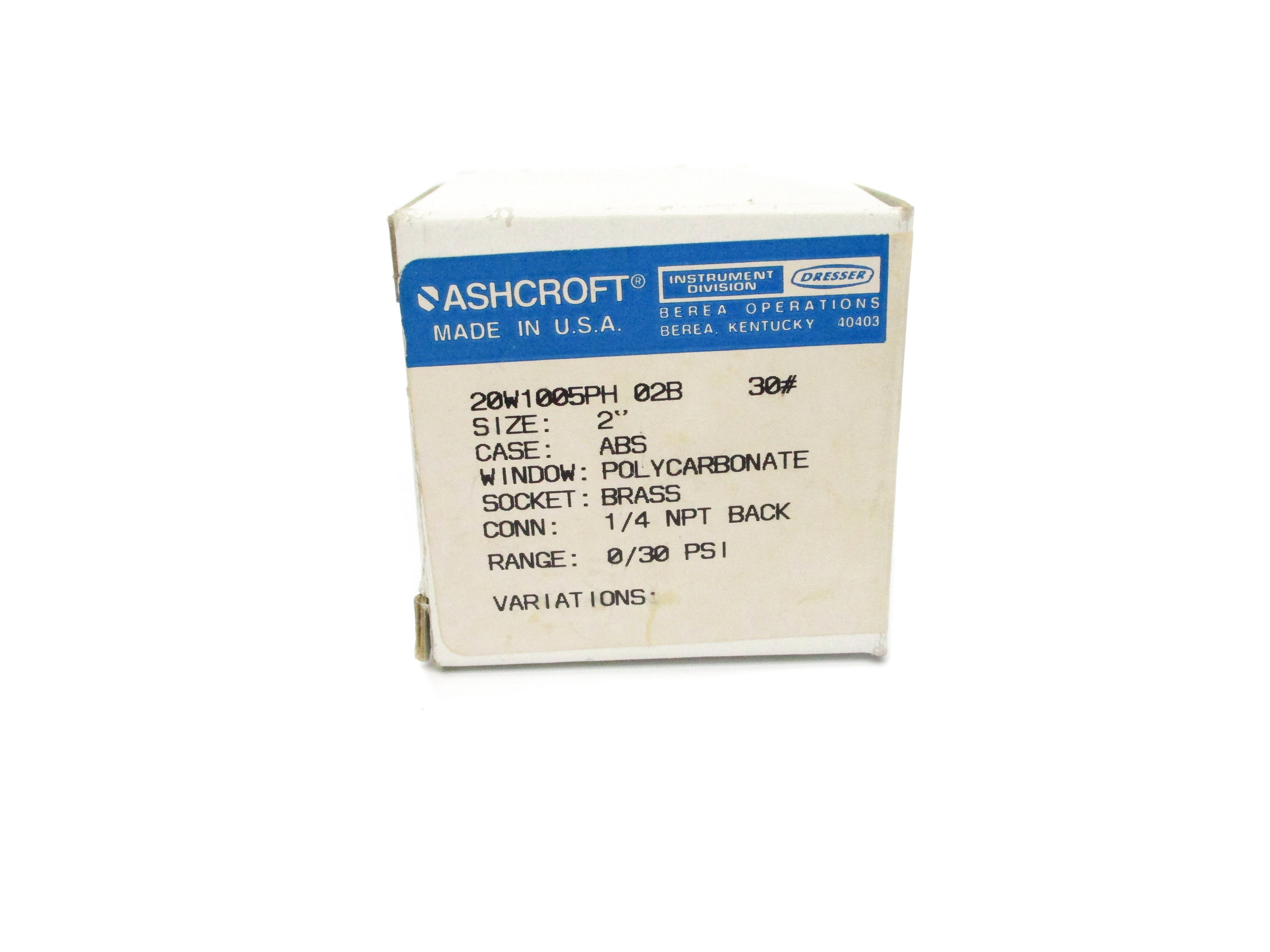 ASHCROFT 20W1005PH02B30# 0/30PSI 2" NSMP