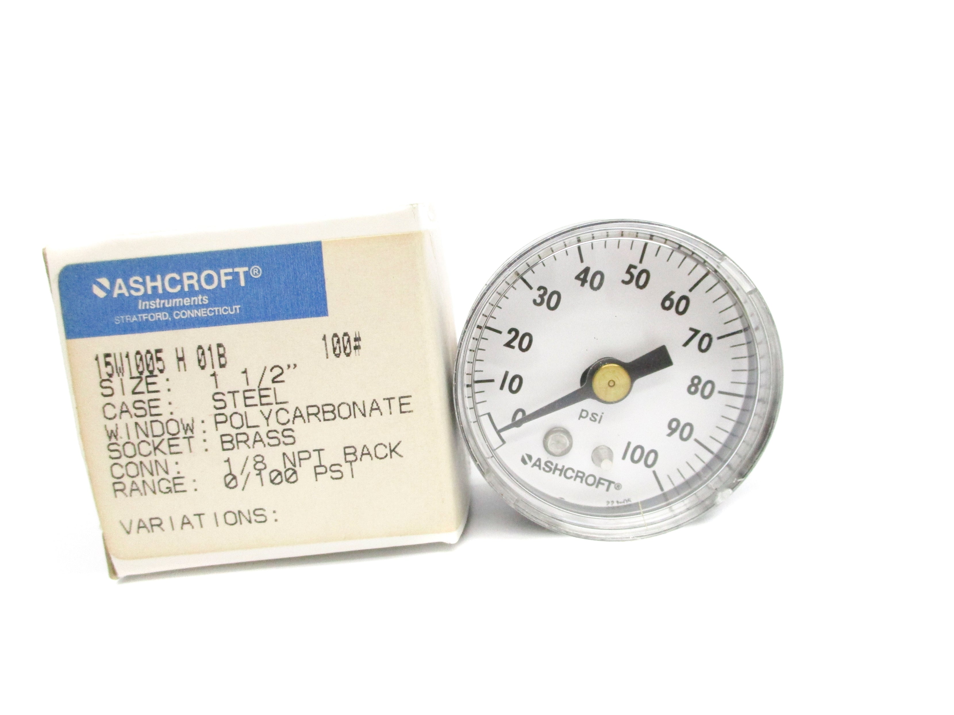 ASHCROFT 15W1005H01B100# 100PSI NSMP