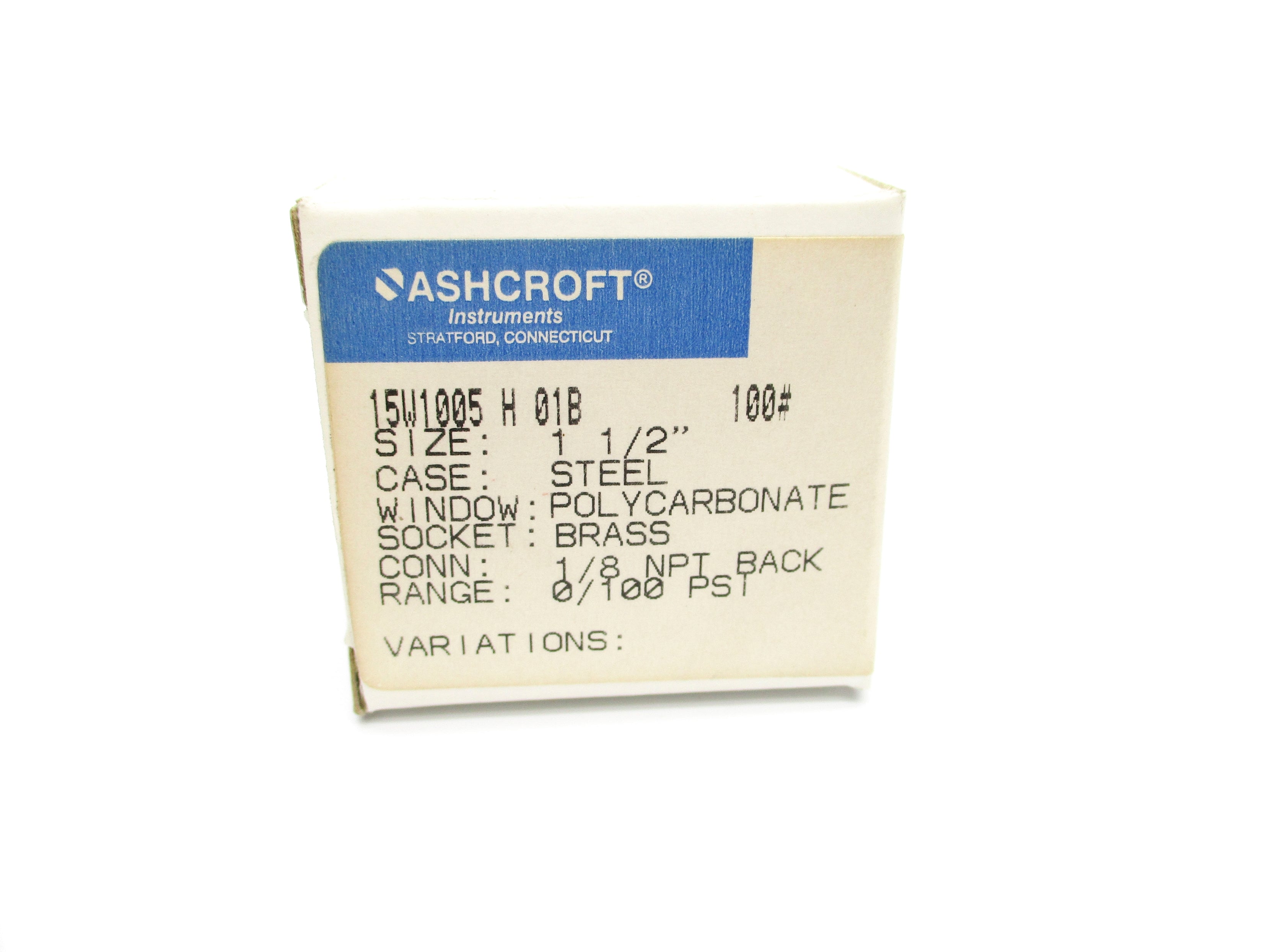 ASHCROFT 15W1005H01B100# 100PSI NSMP