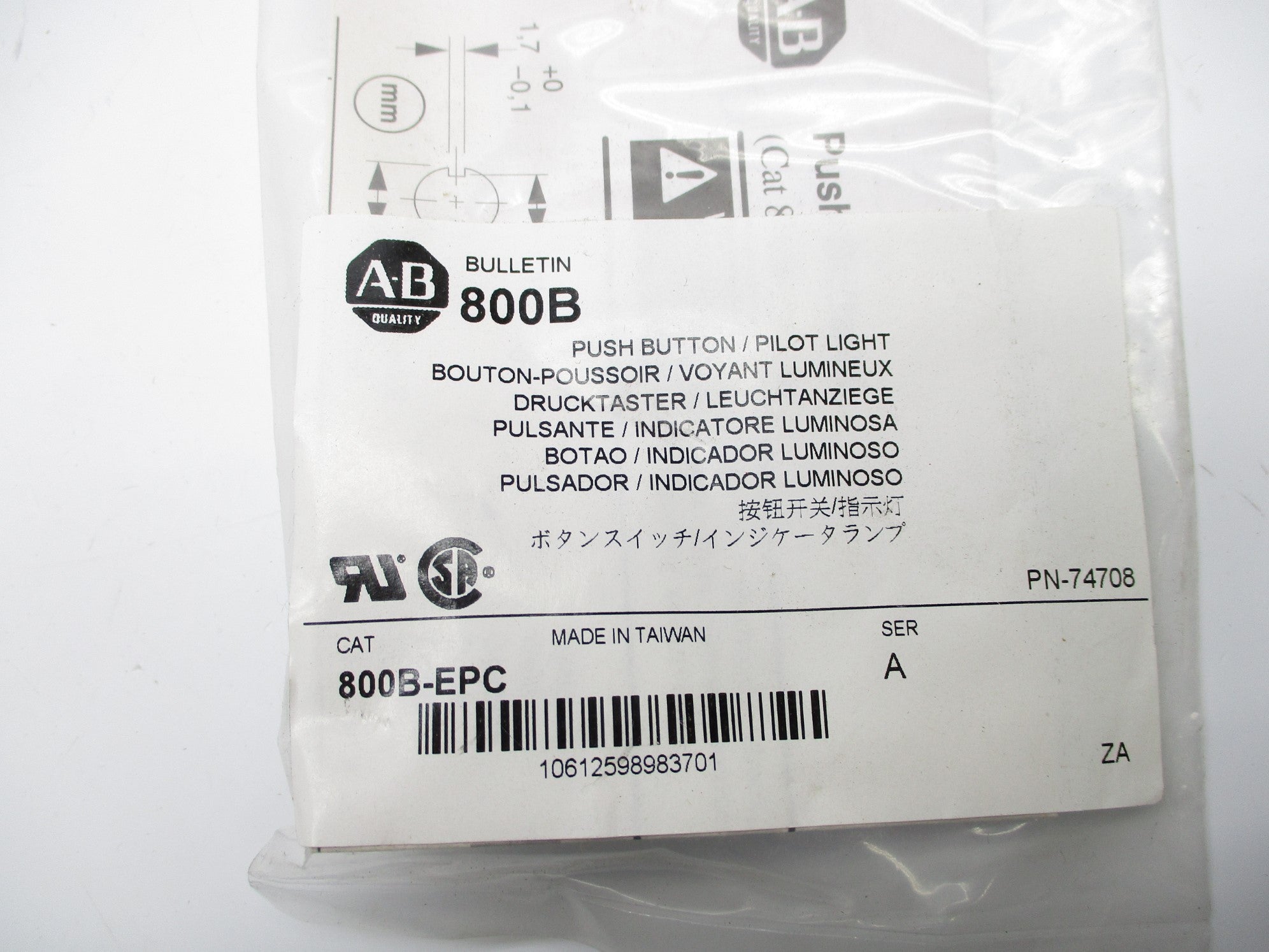 ALLEN BRADLEY 800B-EPC SER. A NSMP