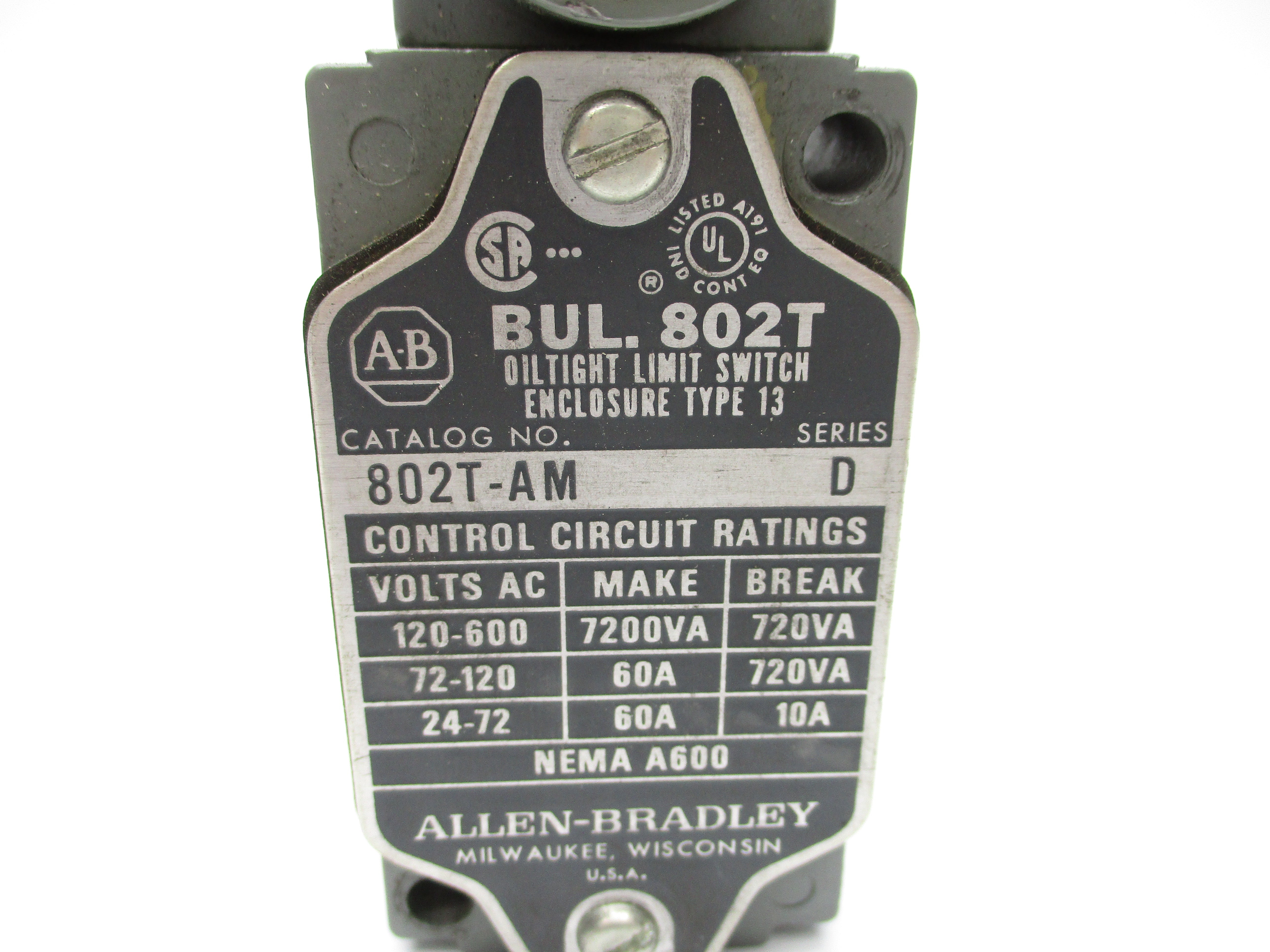 ALLEN BRADLEY 802T-AM SER. D UNMP