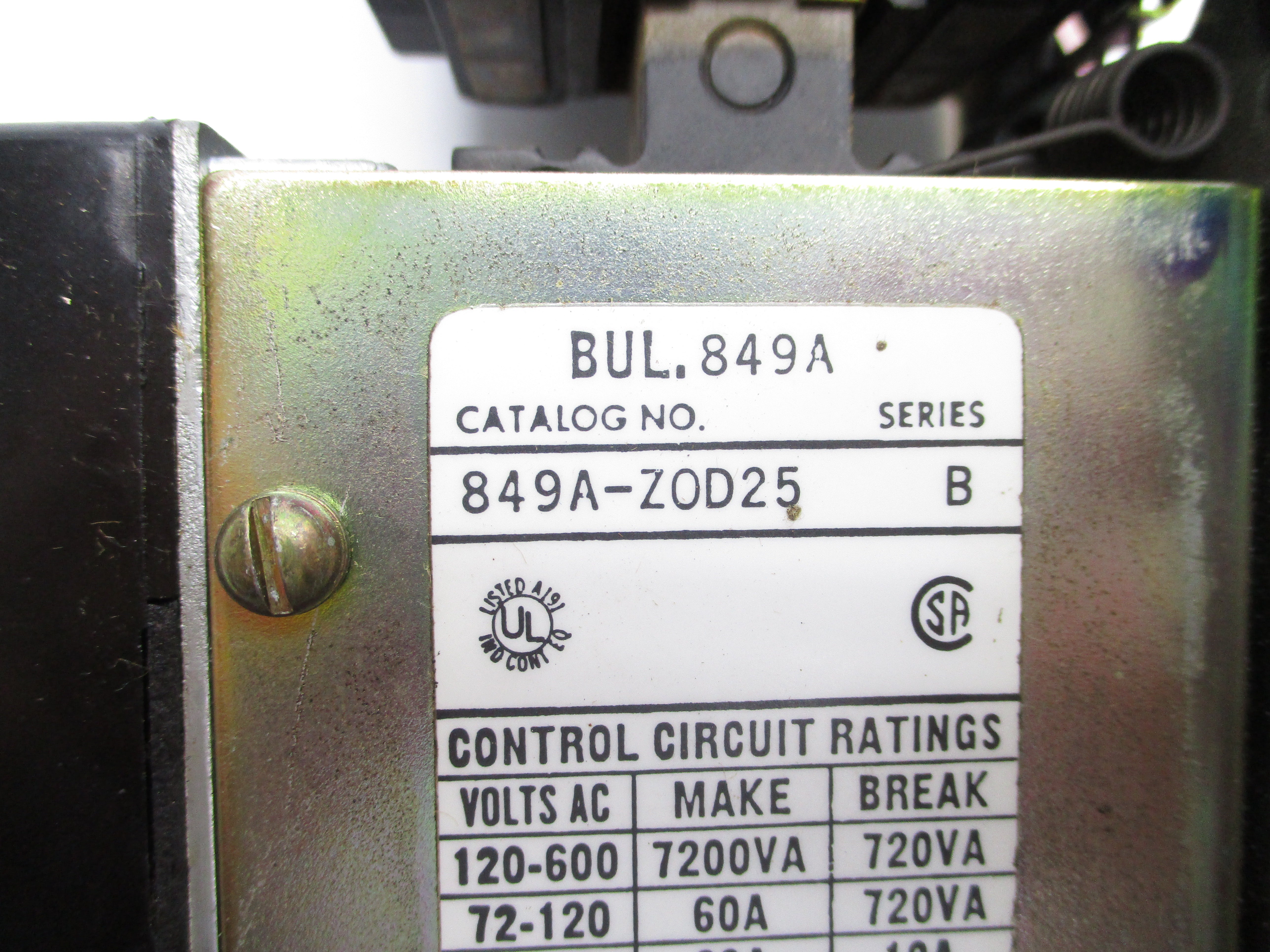 ALLEN BRADLEY 849A-ZOD25 SER. B 110/120V NSNP