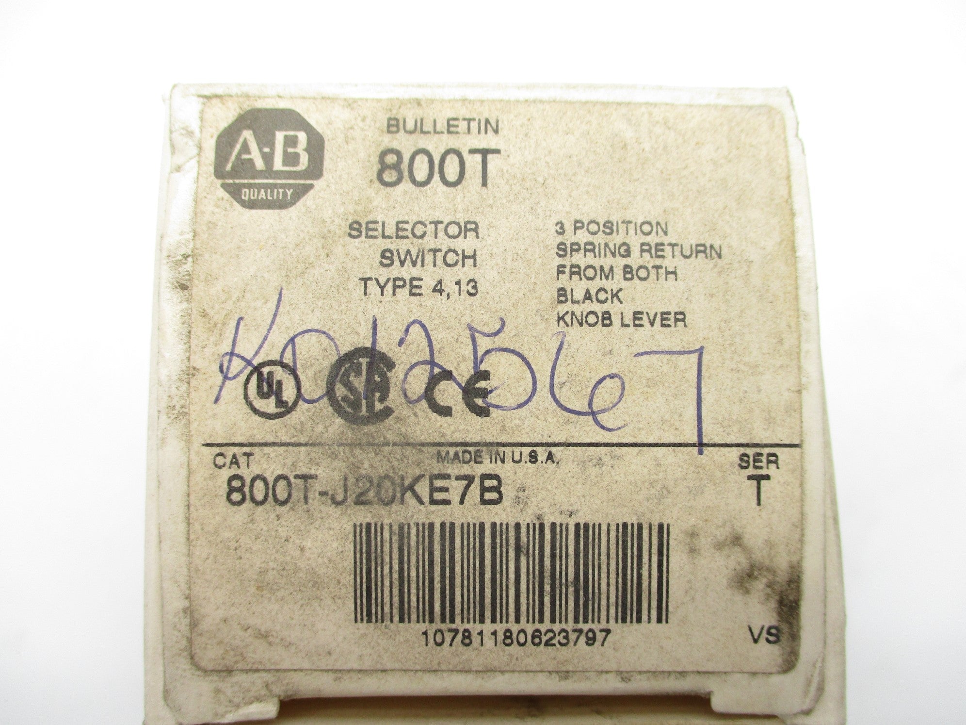 ALLEN BRADLEY 800T-J20KE7B SER. T (GY/BL) NSMP