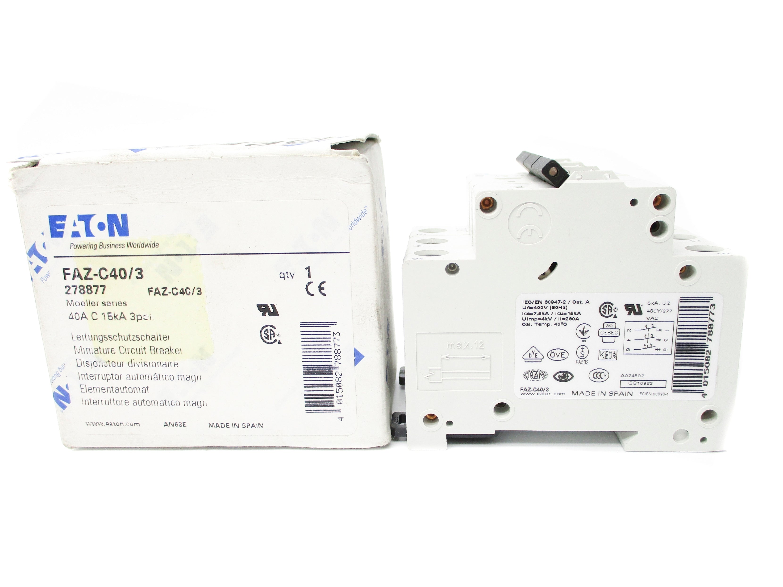 EATON FAZ-C40/3 40A 277VAC NSMP