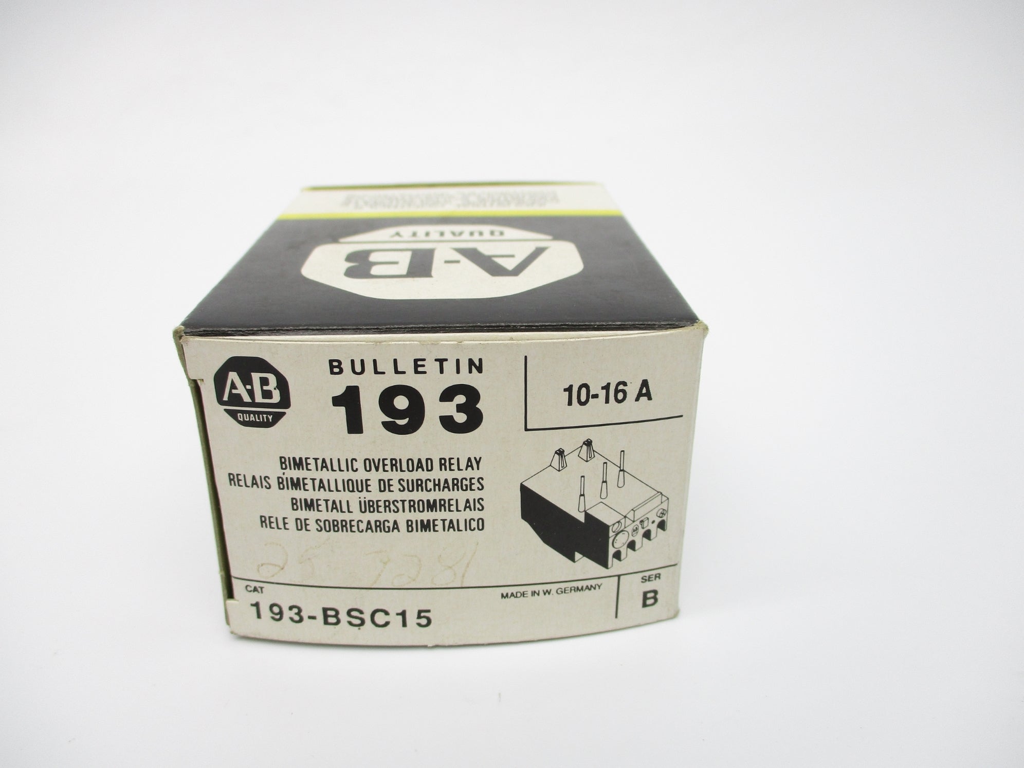 ALLEN BRADLEY 193-BSB15 SER. B 10-16A (BK/YL) NSMP