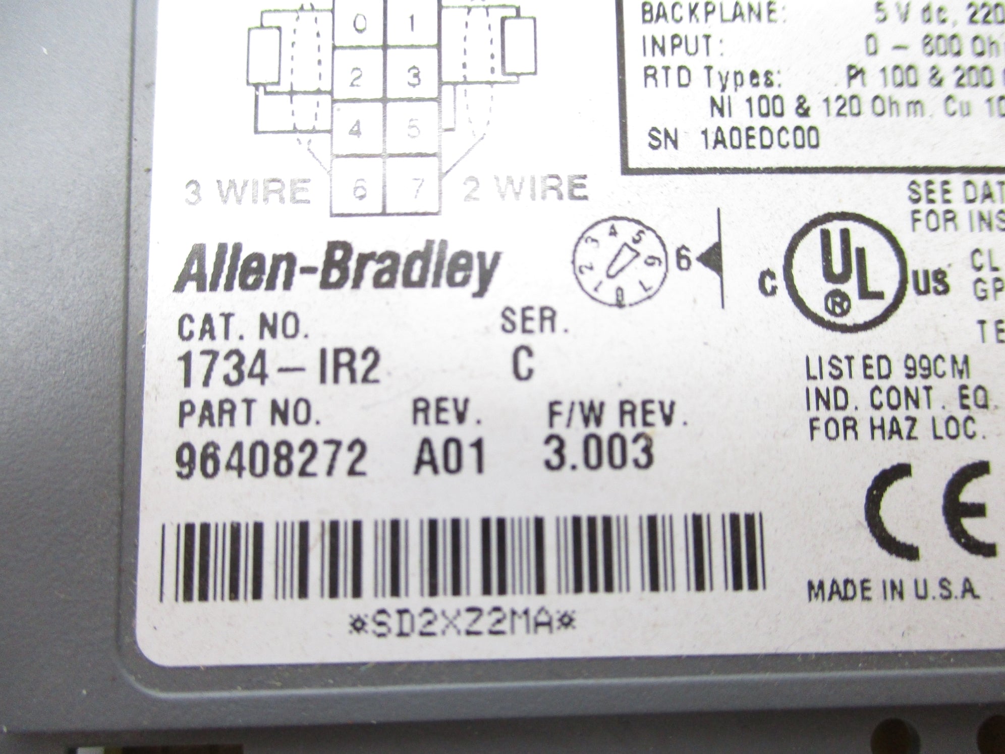 ALLEN BRADLEY 1734-IR2 SER. C F/W 3.003 UNMP