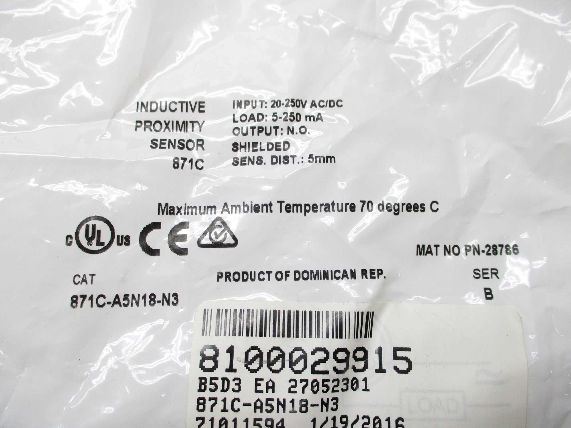 ALLEN BRADLEY 871C-A5N18-N3 SER. B NSMP