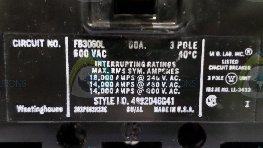 WESTINGHOUSE FB3060L CIRCUIT BREAKER 60A *NEW NO BOX*