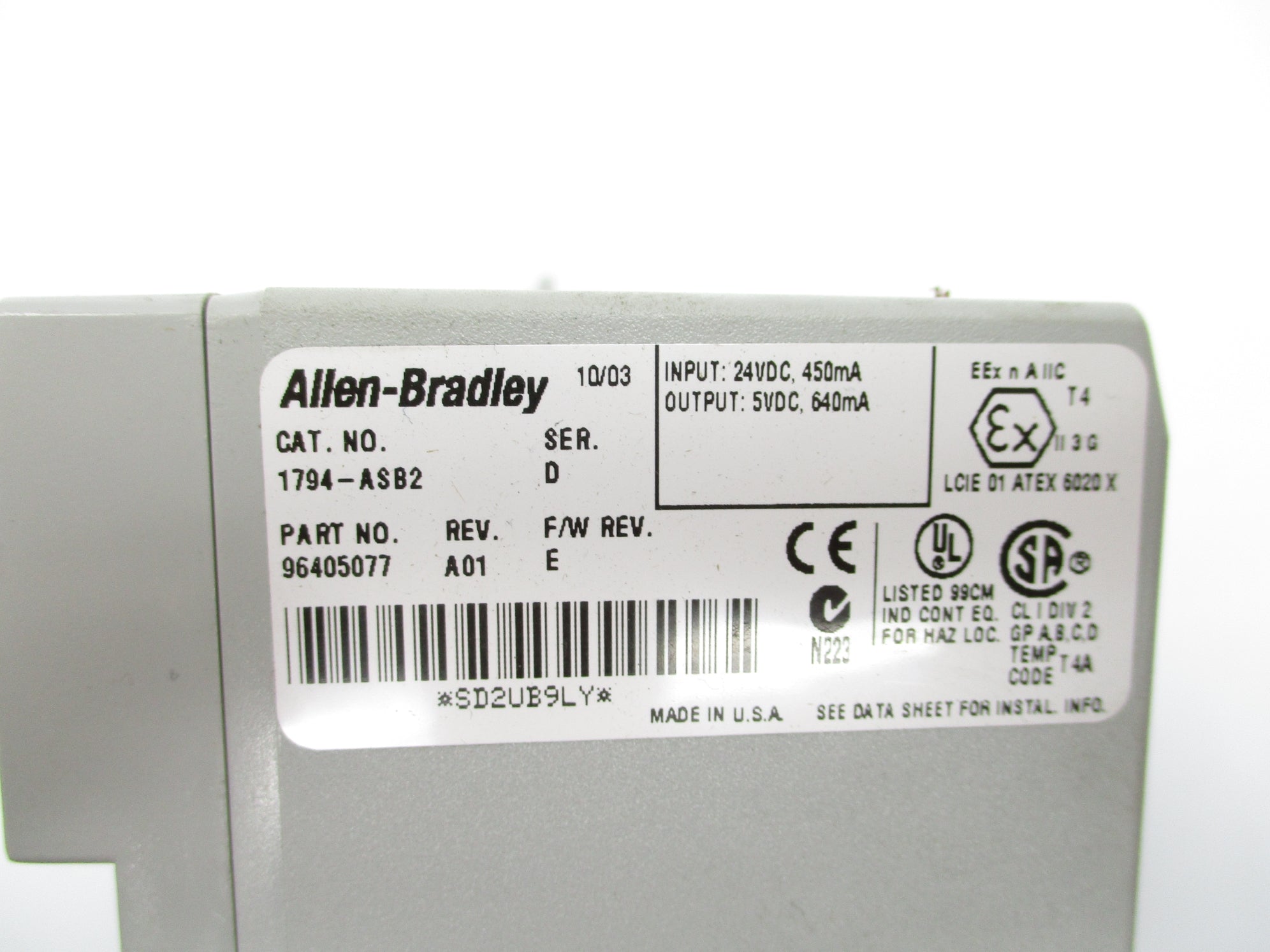 ALLEN BRADLEY 1794-ASB2 SER. D F/W E NSNP