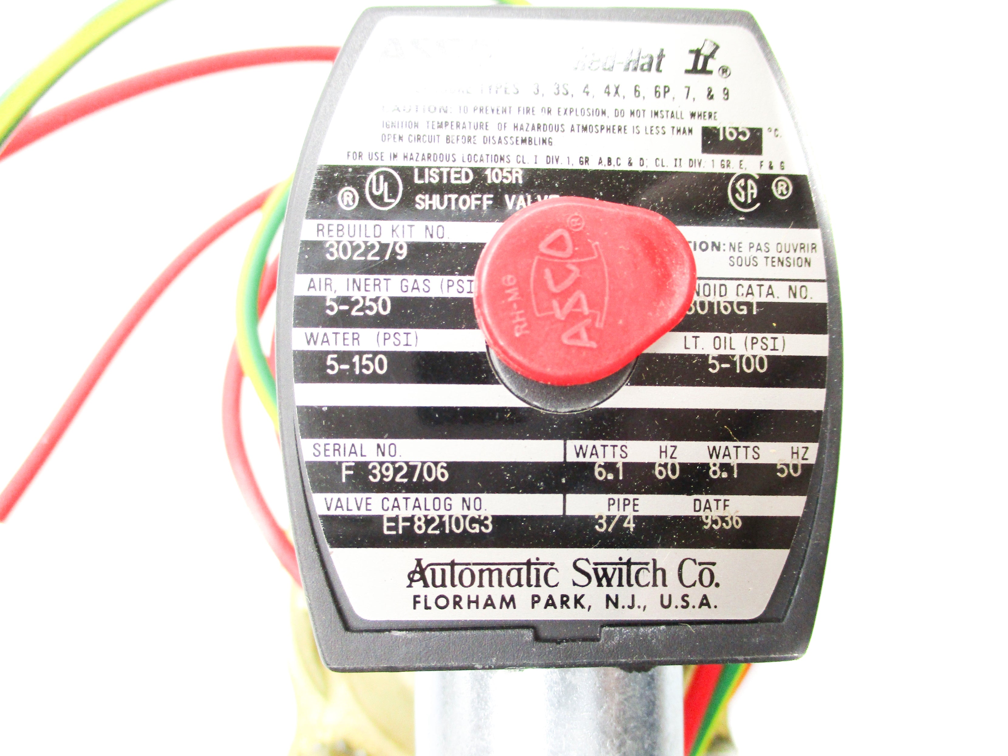 ASCO EF8210G3 120/60 110/50 5-150PSI NSNP