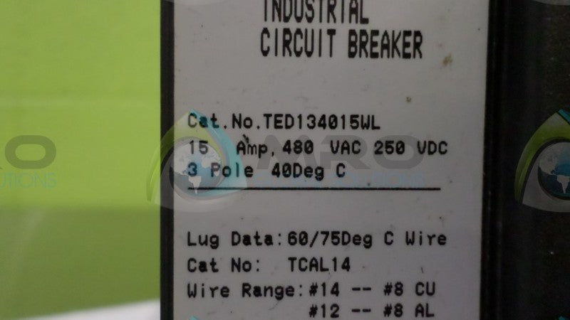 GENERAL ELECTRIC TED134015WL CIRCUIT BREAKER *USED*
