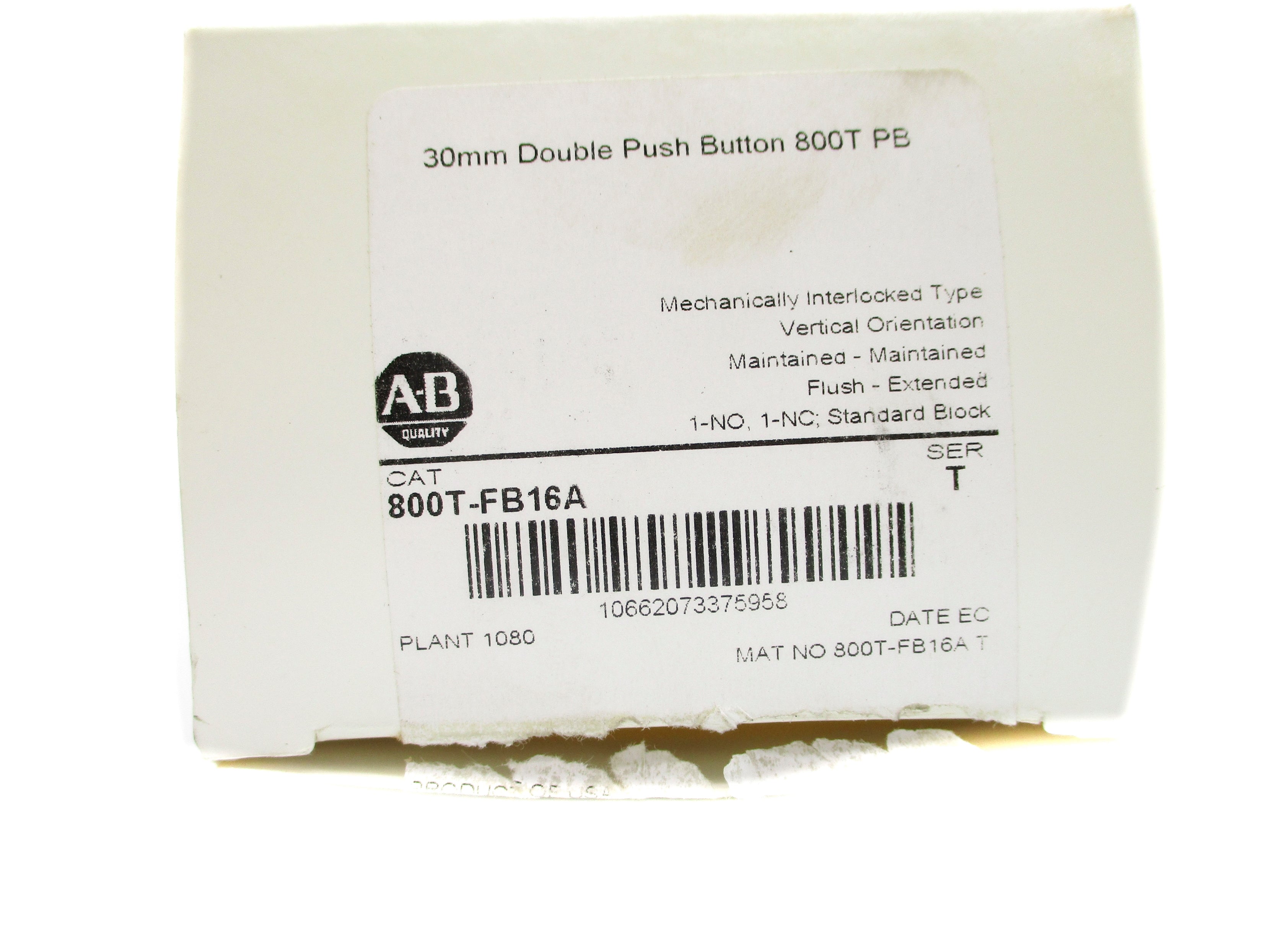 ALLEN BRADLEY 800T-FB16A SER. T (WH) NSMP