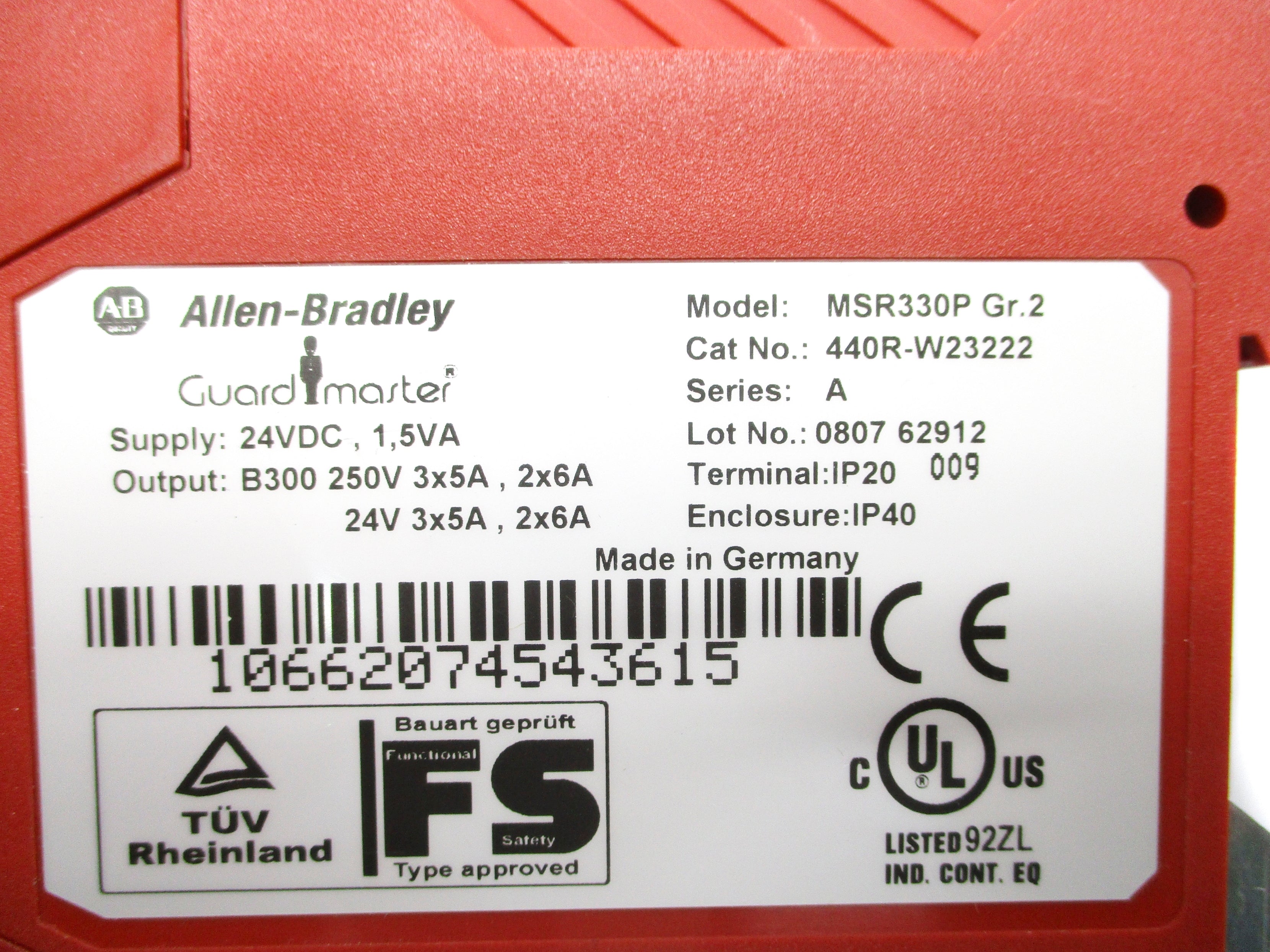 ALLEN BRADLEY 440R-W23222 SER. A 24VDC NSNP