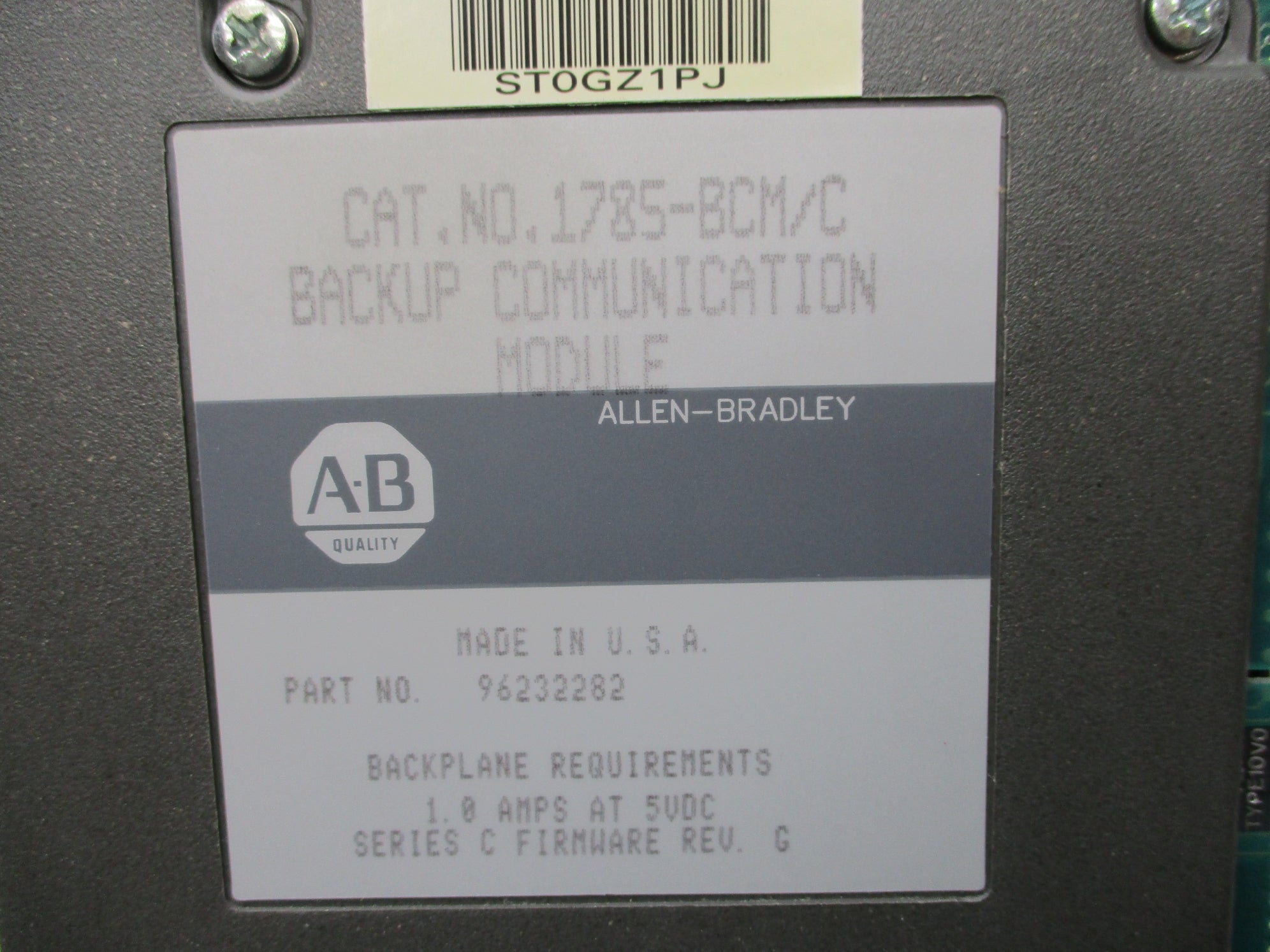 ALLEN BRADLEY 1785-BCM SER. C F/W G UNMP